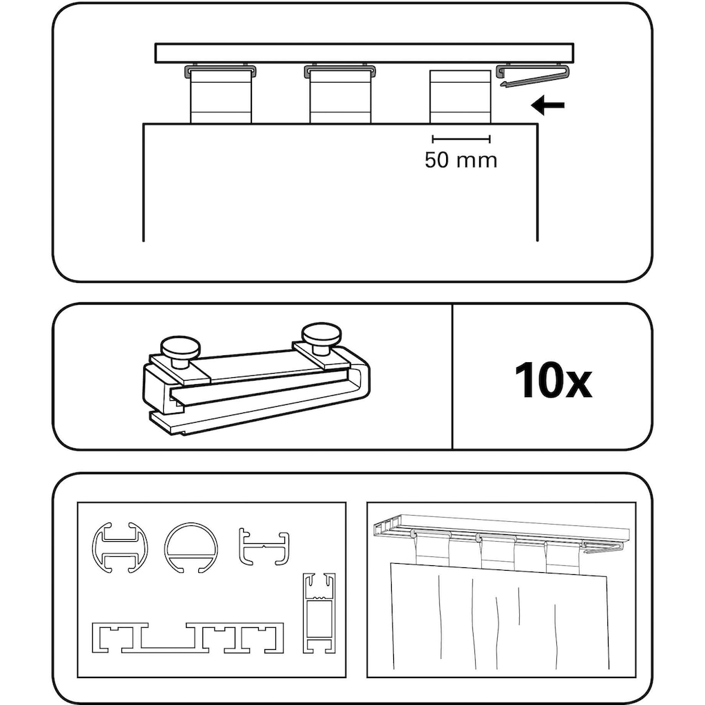 GARDINIA Klick-Gleiter »Schlaufenleiter«, (10 St.), Serie Flächenvorhang-Technik Atlanta 3-läufig