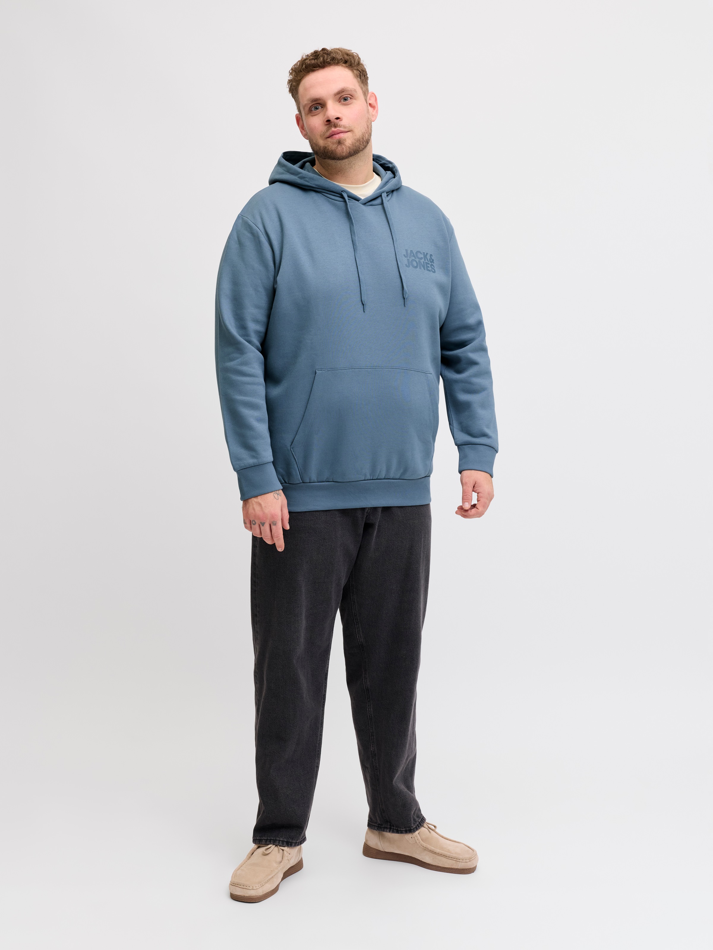 Thumbnail - Jack & Jones PlusSize Kapuzensweatshirt "JJECORP LOGO SWEAT HOOD NOOS PLS", Baumwollmischung, regular fit