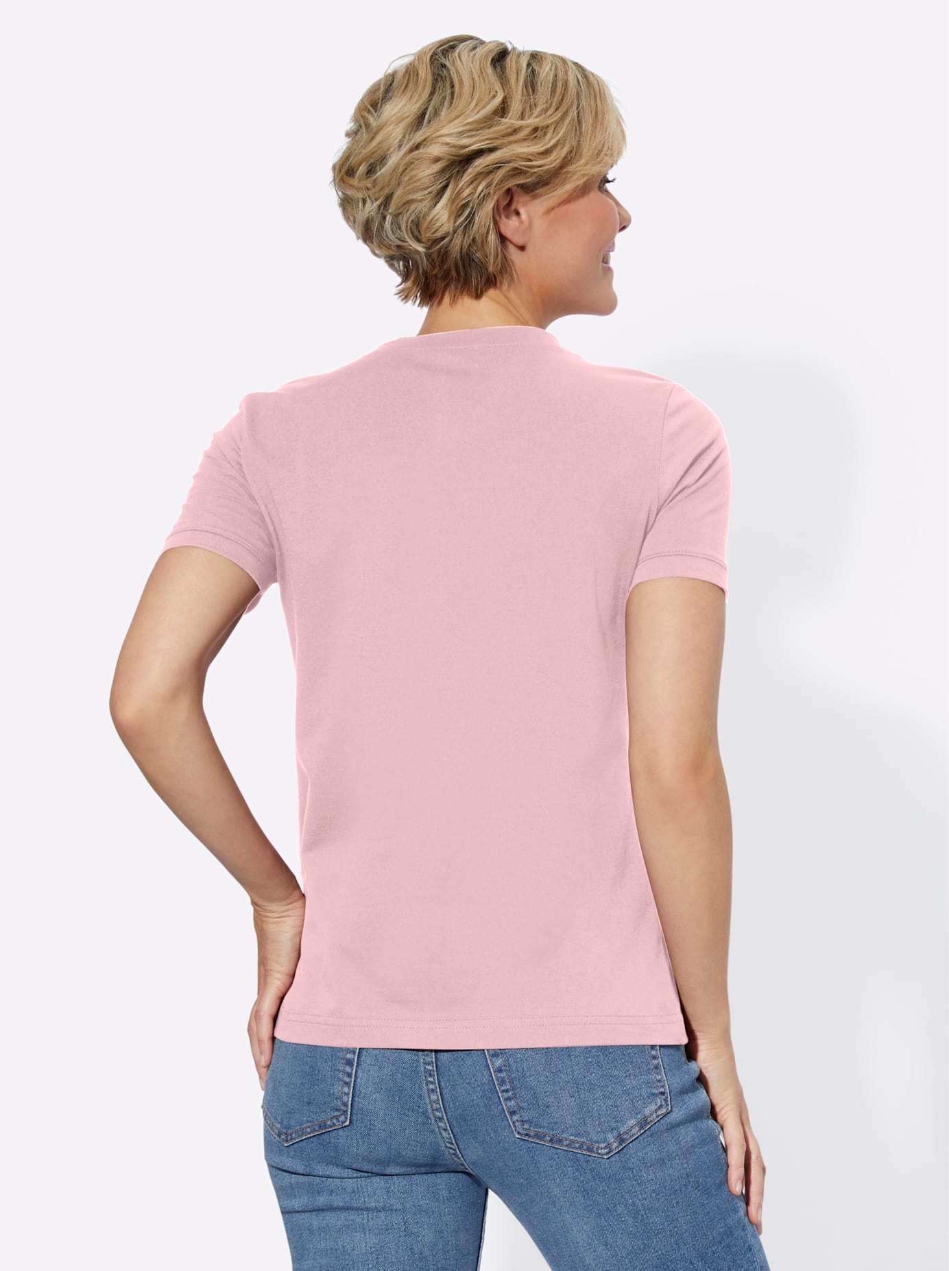 CASUAL LOOKS Shirt Short Sleeve Square Neck Pink Size 48 2