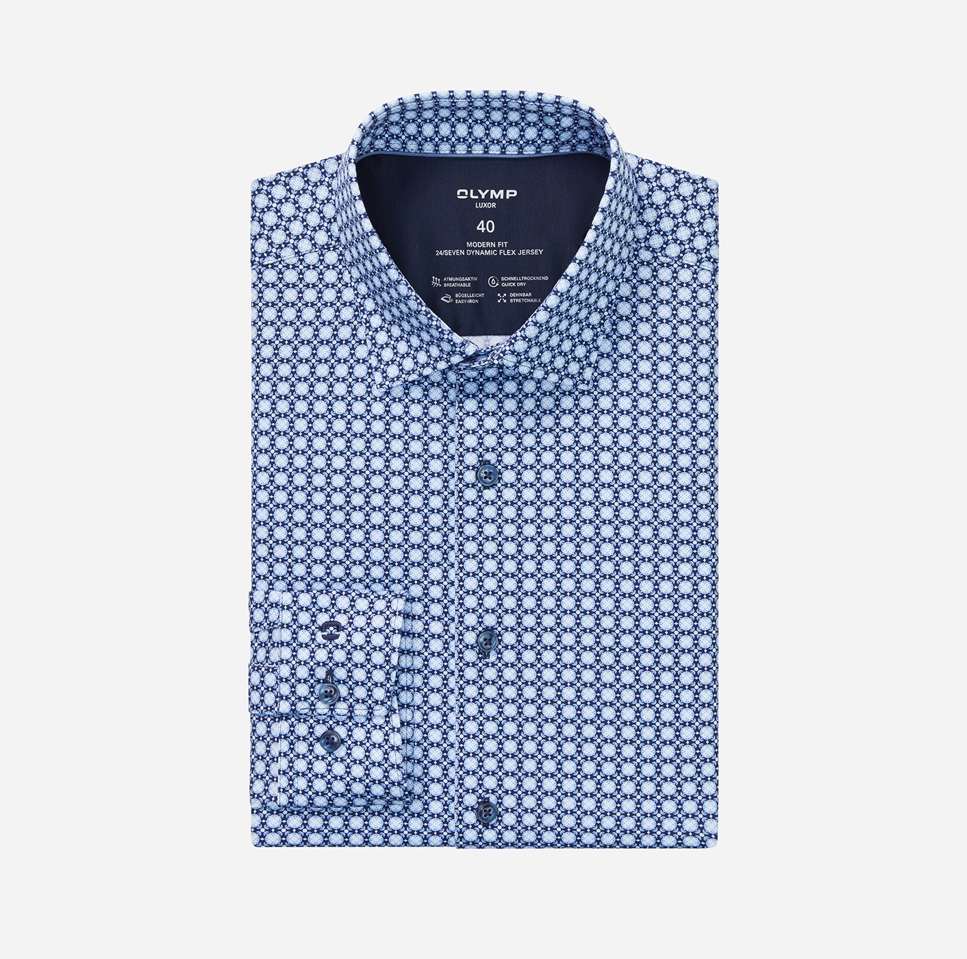 OLYMP Langarmhemd »24/7 - Luxor«, atmungsaktiv, modern fit, New-Kentkragen, Flex Jersey