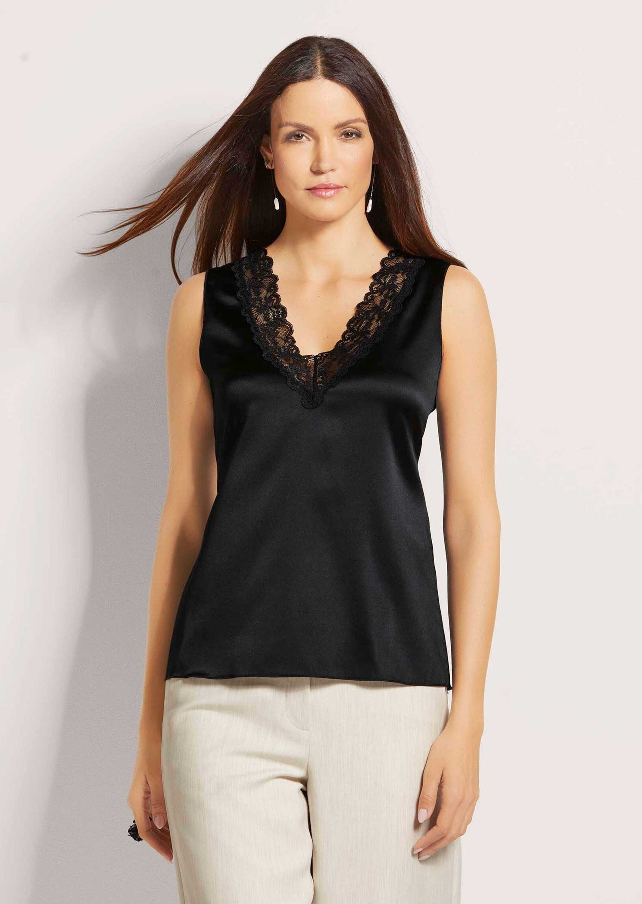 MADELEINE Trägertop "Top Lingerie-Top aus Seidensatin" edle Spitze am Aussc günstig online kaufen