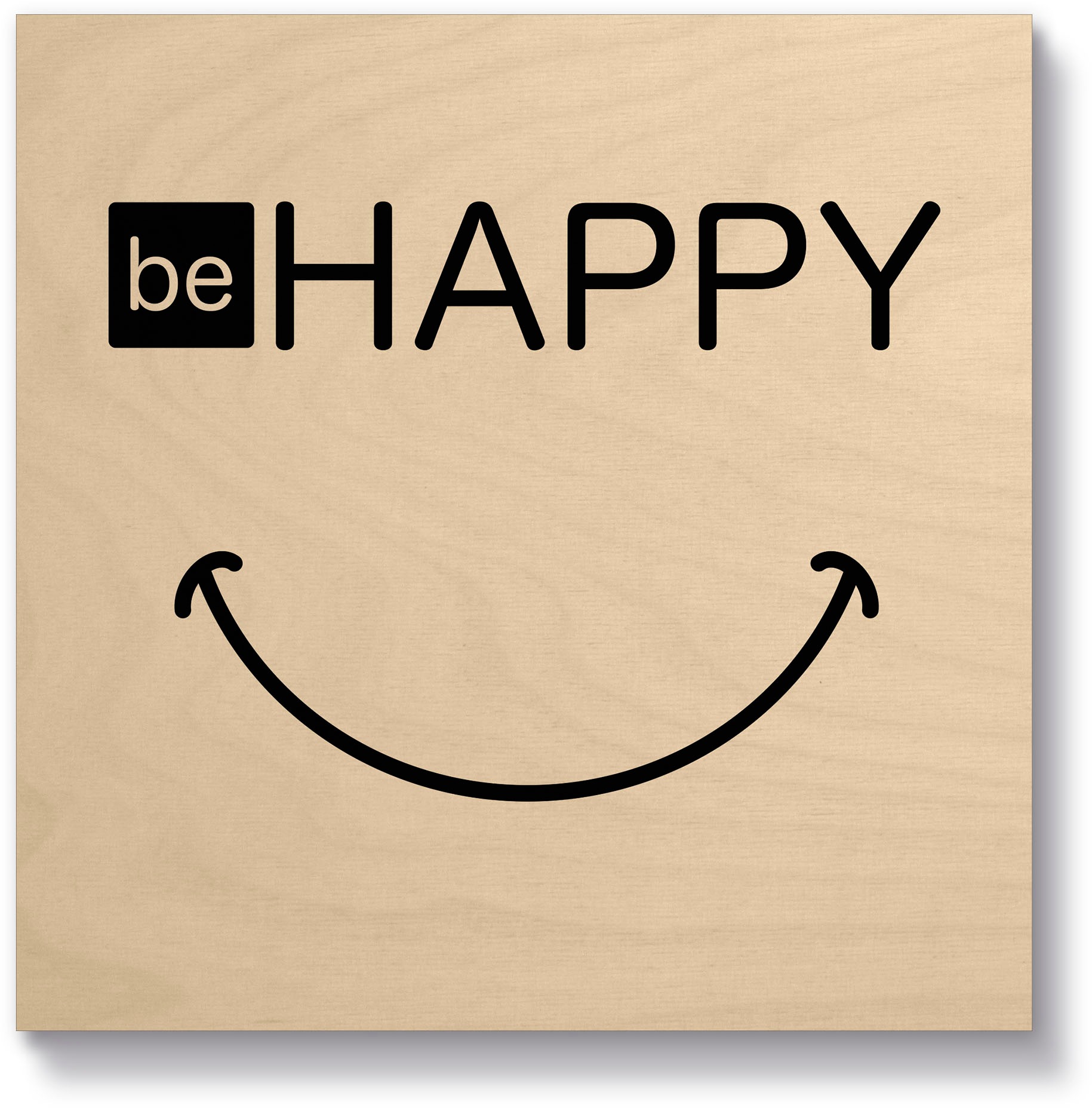 Artland Holzbild "Be happy - Sei glücklich", Sprüche & Texte, (1 St.)