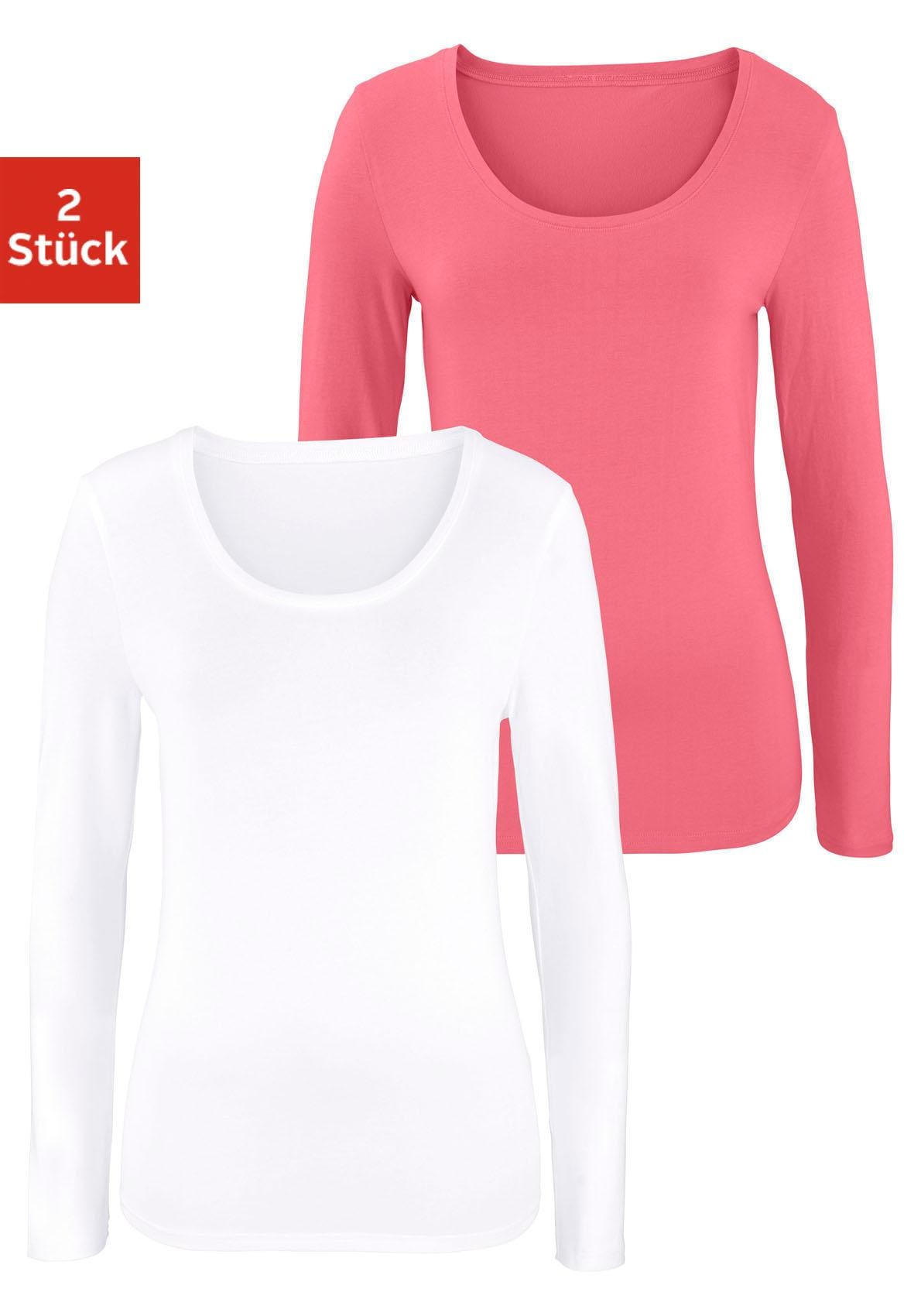 Vivance Langarmshirt "aus elastischer Baumwoll-Qualität" 2er-Pack, aus elastischer Baumwoll-Qualität, besonders weich