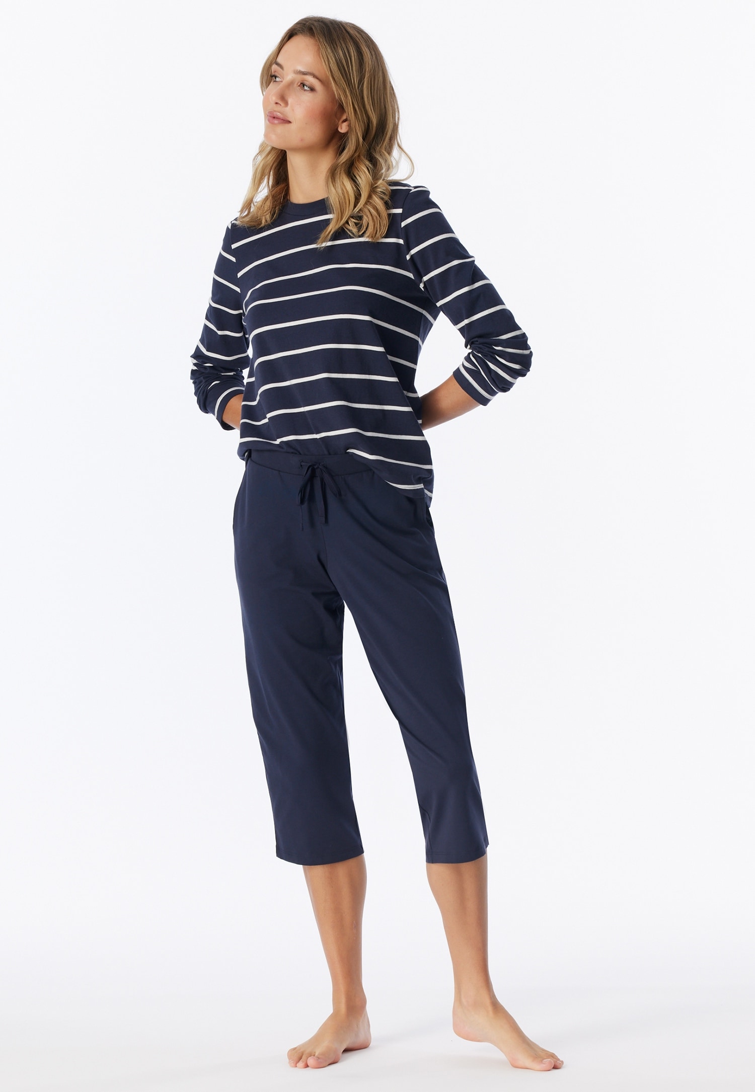 Schiesser 3/4-Hose "Mix + Relax" Cotton-Mix, Gummizug, Bindeband, seitliche Taschen
