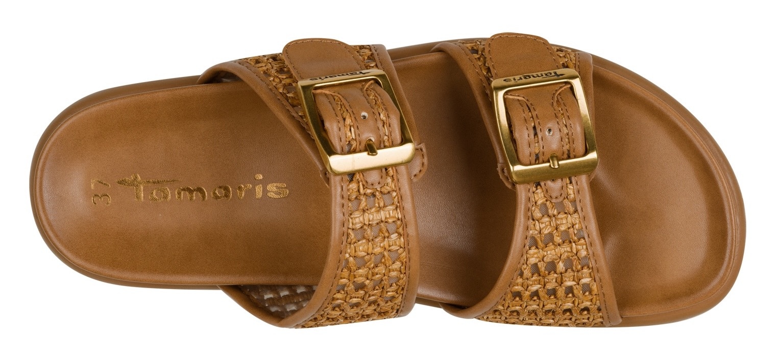 Tamaris Pantolette, Plateau, Sommerschuh, Schlupfschuh mit verstellbaren Schnallen