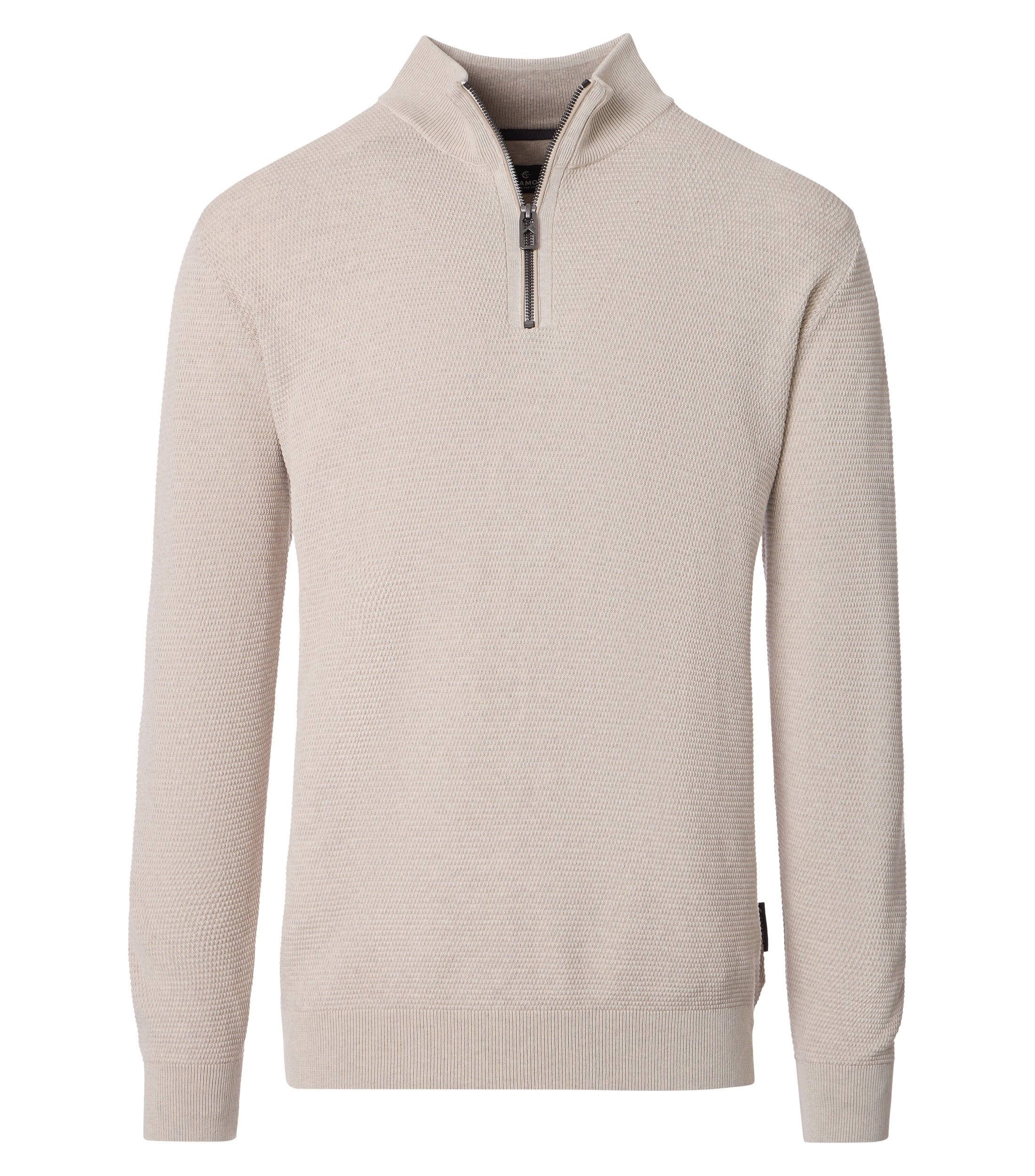 Troyer CASAMODA "CASAMODA Stricktroyer uni", Herren, Gr. 4XL, weißbeige, 100% Baumwolle, Pullover Troyer