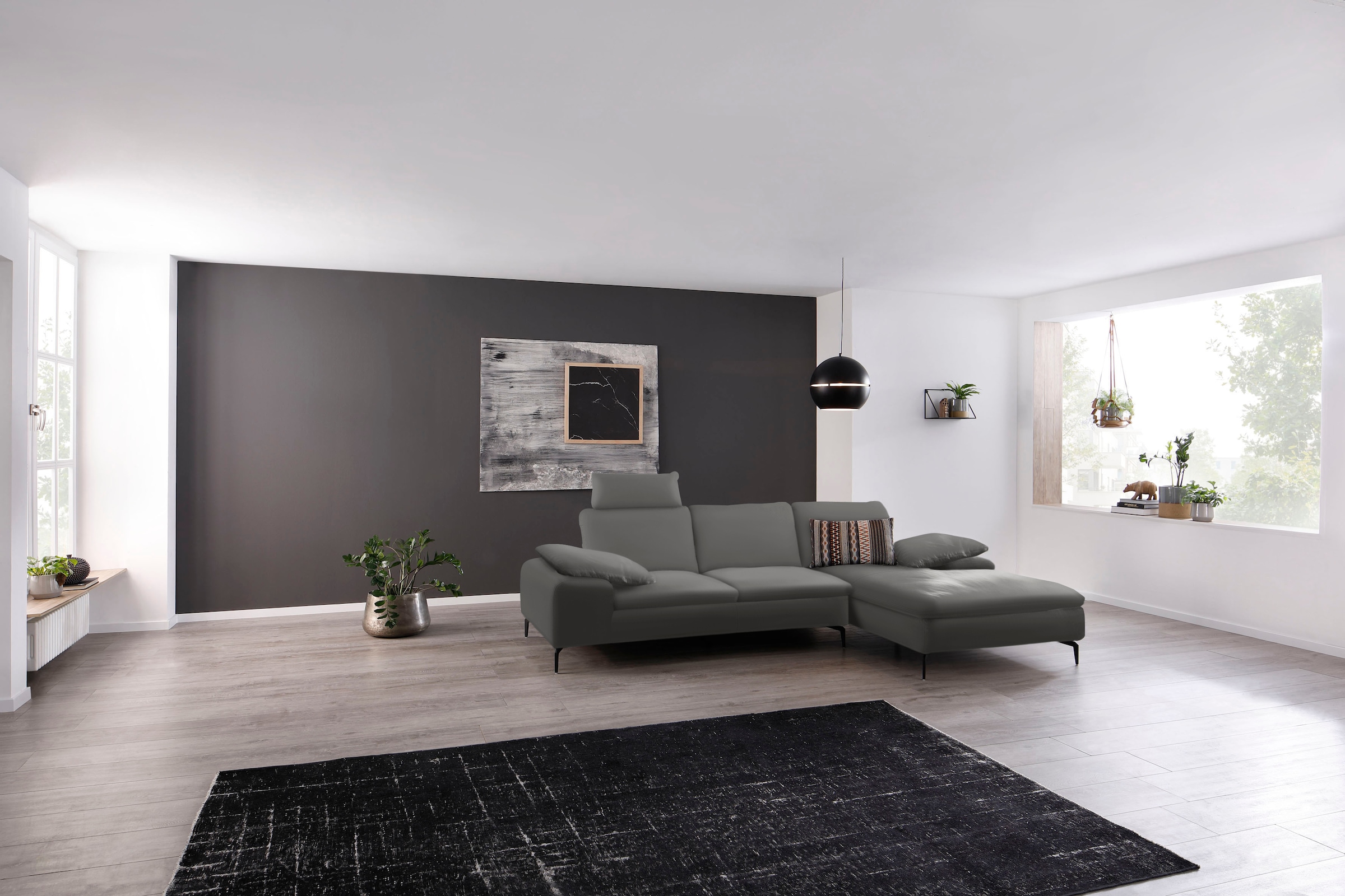 W.SCHILLIG Ecksofa "valentinoo, Designsofa, bequem, elegant und zeitlos, L-Form" inklusive Hocker, mit Sitztiefenverstellung, Breite 299 cm