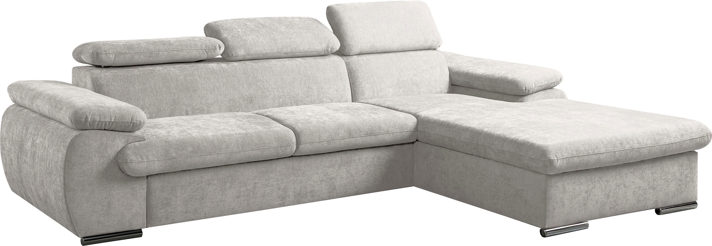 WERK2 Ecksofa »Cosmo inkl. Bett & Bettkasten & Kopfteilverstellung, bequem« Chenille, L-Form, XXL, Schlaffunktion, Bettkasten