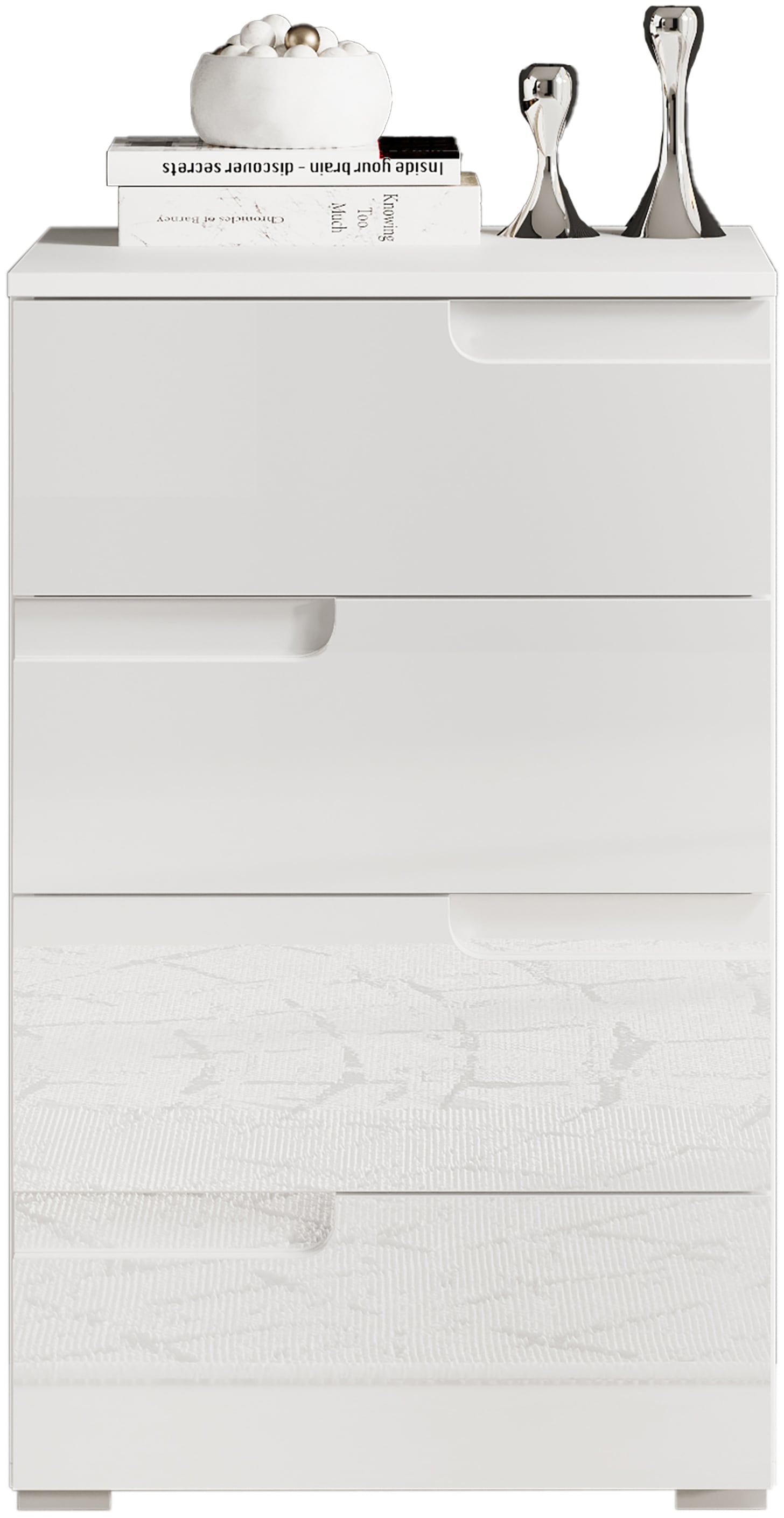 HBZ Kommode »Spice Weiß Hochglanz, BxHxT 50x80x40 cm«, Kommode mit 4 Schubkästen
