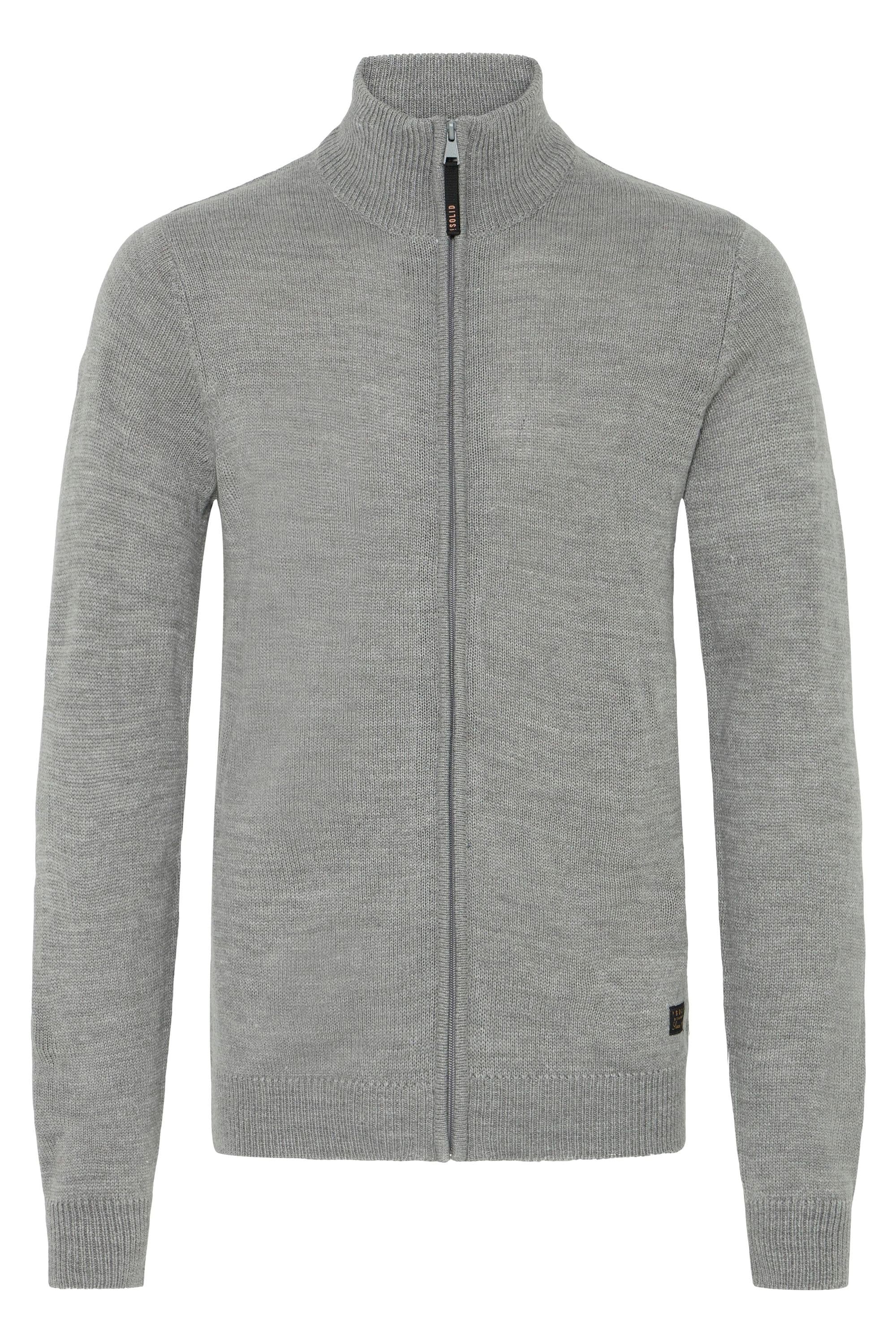 SOLID Herren Strickjacke "Trainingsjacke SDBABAL", grau, Gr. XXXL, Obermaterial: 100% Polyacryl PAN., Strickjacken