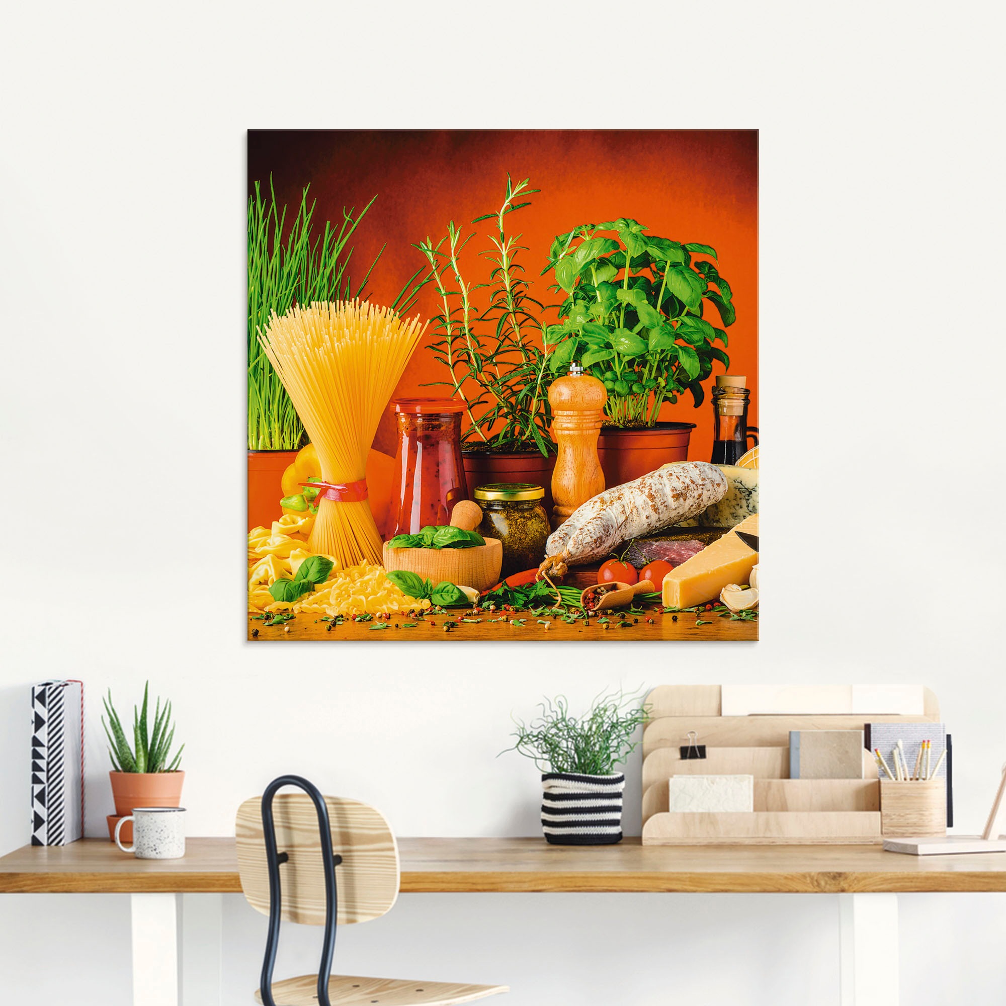 Artland Glasbild "Mediterranes und italienisches Essen" Lebensmittel 1 Stk. günstig online kaufen