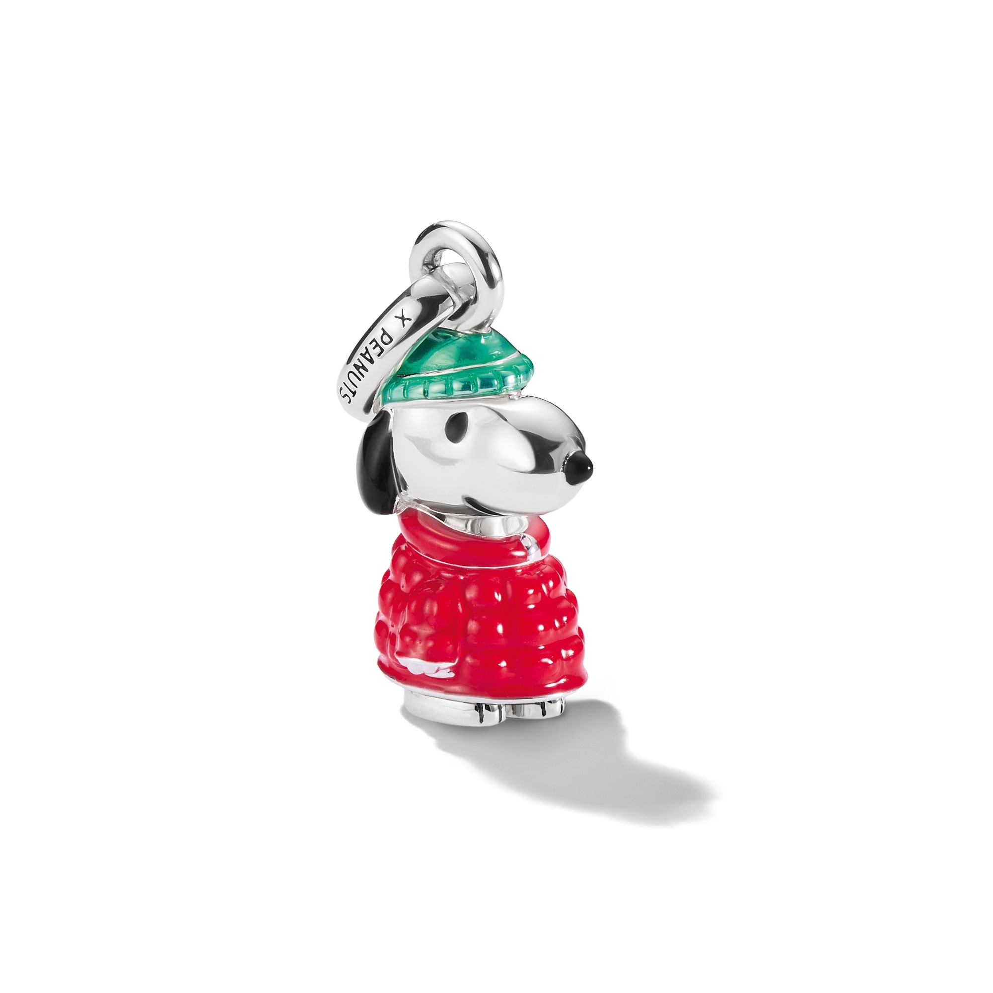 THOMAS SABO Damen Charm-Einhänger "THOMAS SABO x Peanuts Snoopy Winterjacke - Connect", rot, Silber 925 (recycelt), Charms