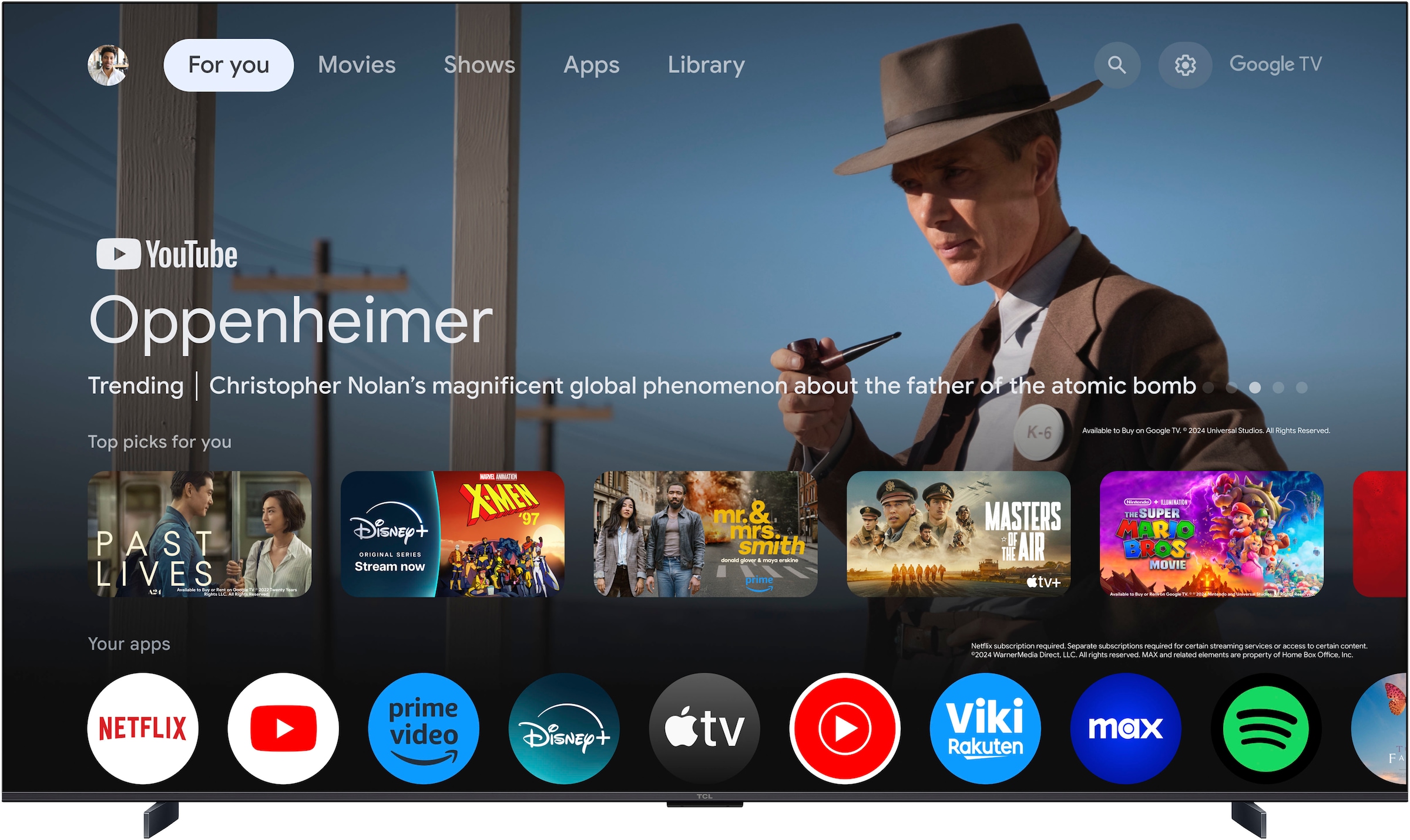 TCL QLED-Fernseher »98P81KX7«, 4K Ultra HD, Google TV-Smart-TV, 144Hz, Multi-HDR, Dolby Vision, Game Master, Smart TV, Apple TV, ONKYO