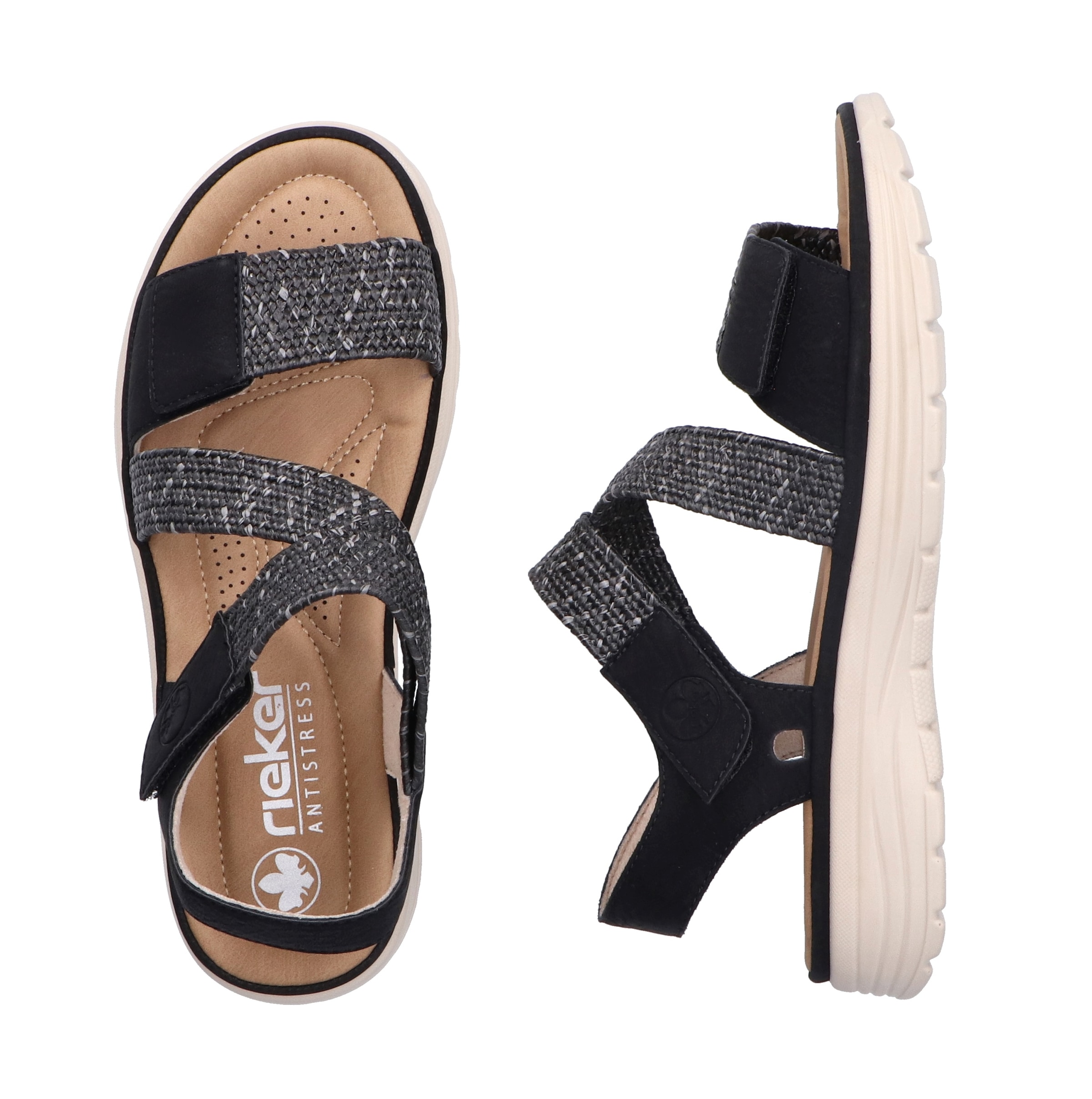 Rieker Sandale, Sommerschuh, Outdoorsandale mit regulierbaren Klettverschlüssen