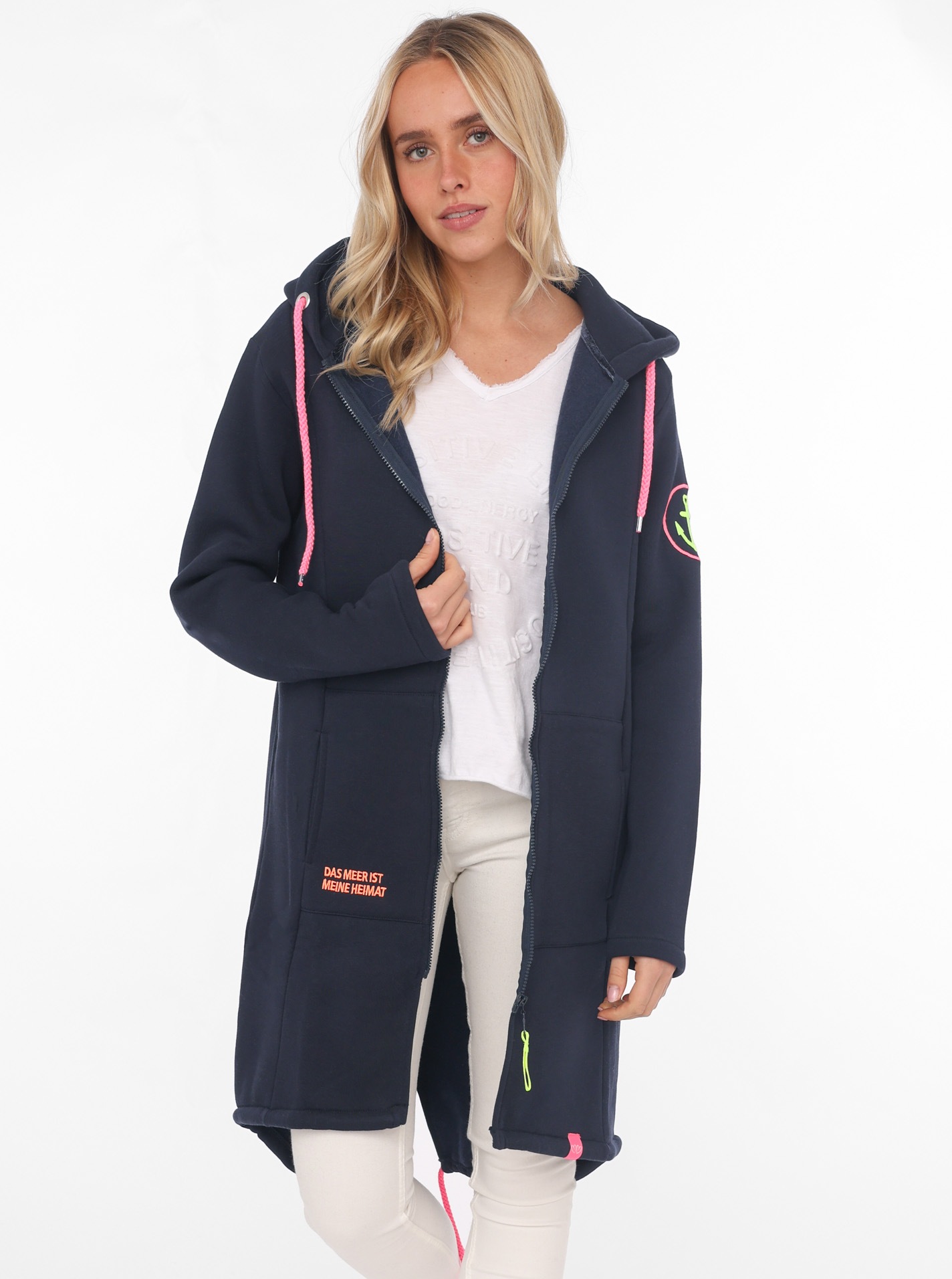 Zwillingsherz Jerseymantel, Kapuze, Regular Fit, Langarm, Neon-Details, Rei günstig online kaufen