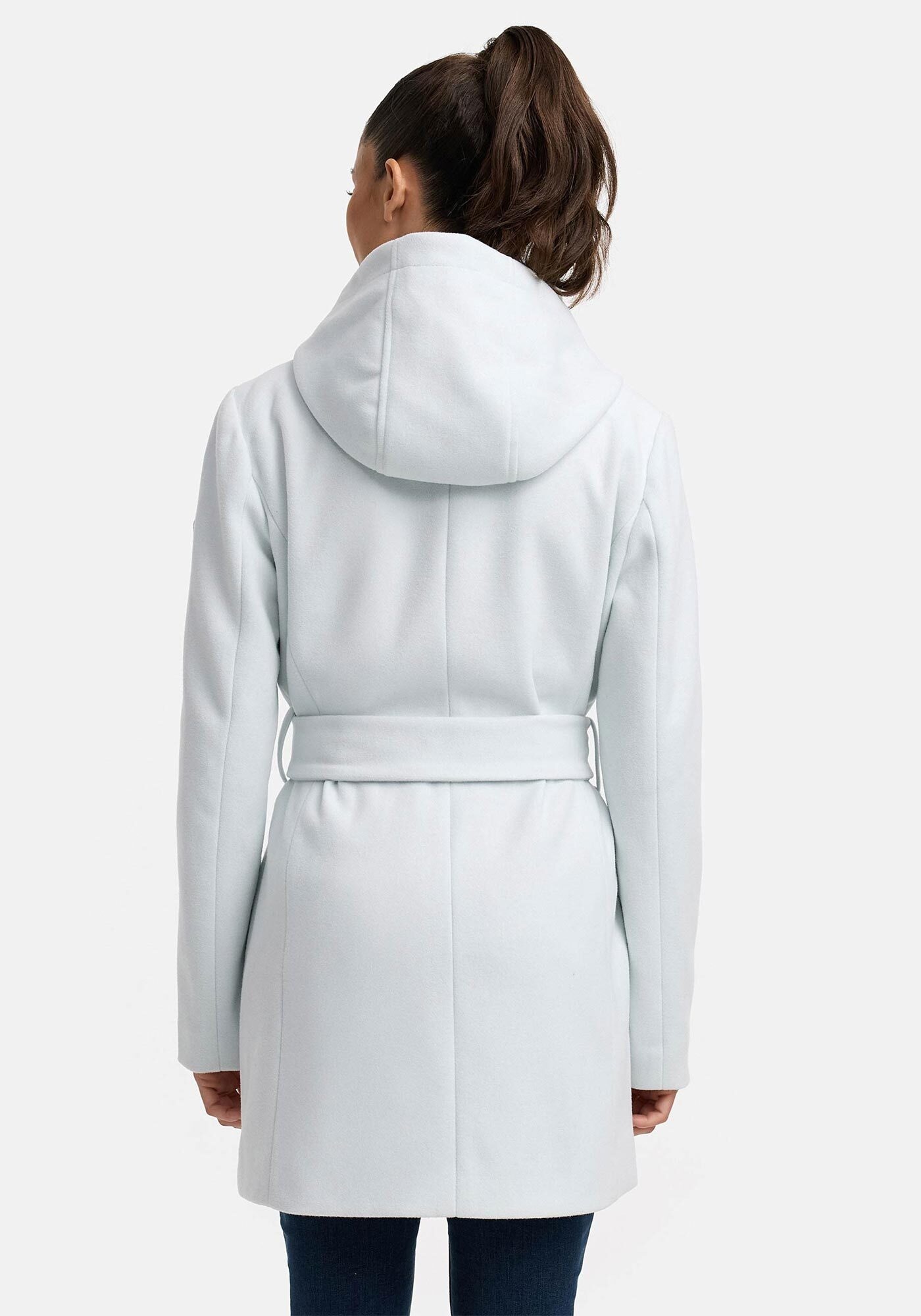 Marikoo Kurzmantel »Katalinaa«, Eleganter Wickel Mantel mit Taillengürtel und Oversized Hood Kapuze