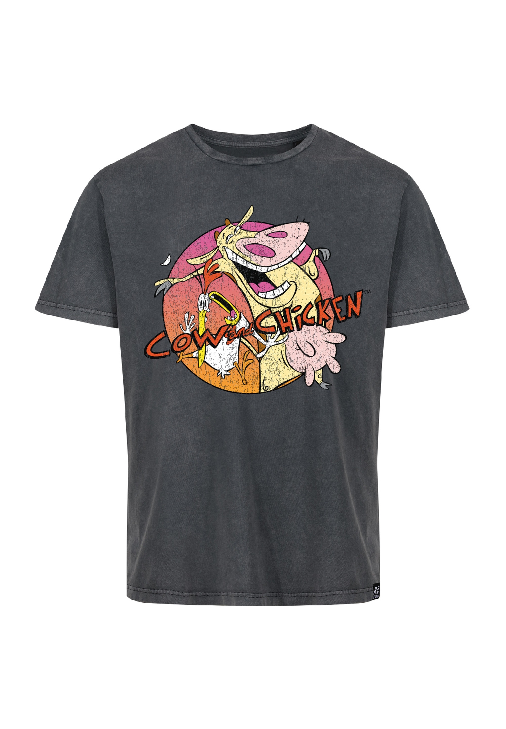 Thumbnail - Recovered T-Shirt "Cow & Chicken", 1 Stk. mit lustigem Frontprint im Comic-Stil