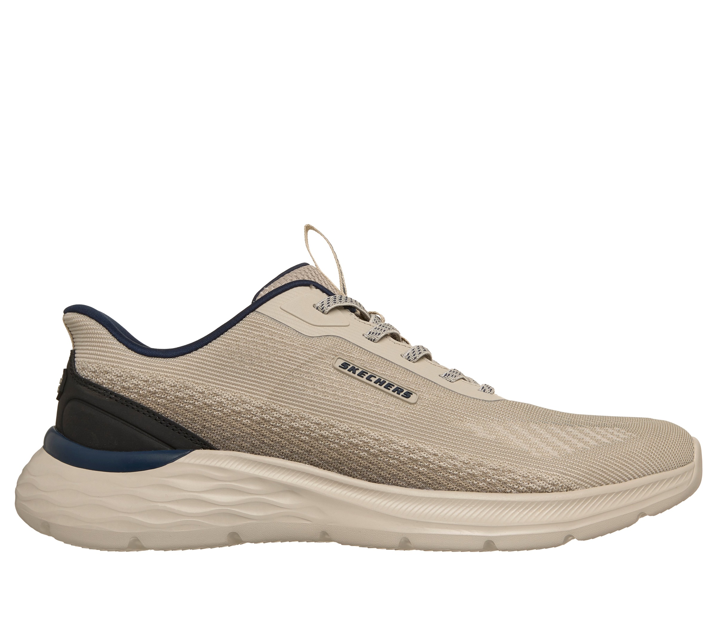 Slip-On Sneaker SKECHERS "GARNER", Herren, Gr. 47,5, taupe, Textil, Schuhe, Slipper, Schnürschuh mit Relaxed Fit 3