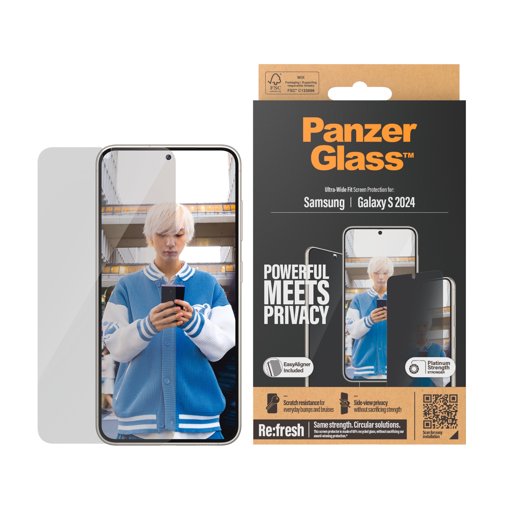 PANZERGLASS Displayschutzglas "Ultra Wide Fit Privacy Screen Protector", B:11cm H:1,4cm T:19,7mm, transparent, Displayfolien, Displayschutzfolie,