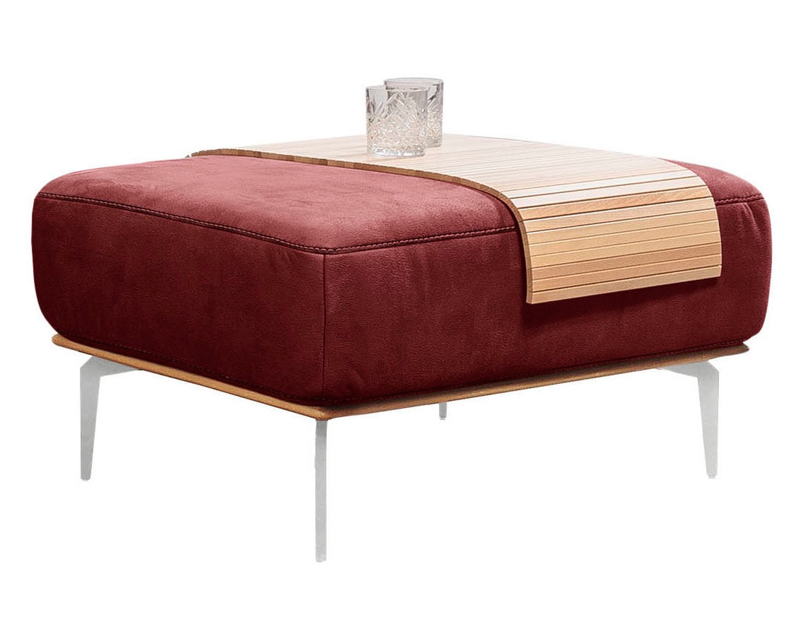 W.SCHILLIG Polsterhocker »run«, mit elegantem Holzsockel, Füße in Chrom glänzend, Breite 75 cm