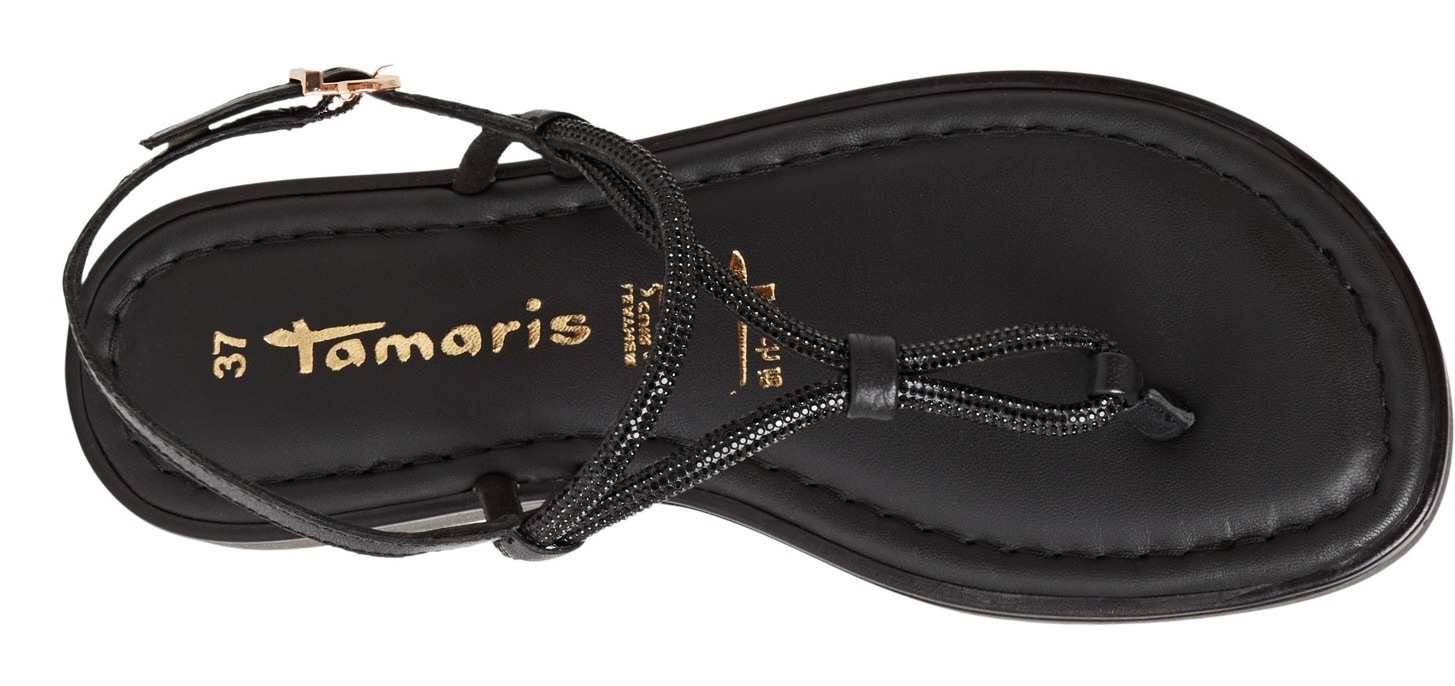 Tamaris Riemchensandale, Plateau, Sandalette, Sommerschuh mit glänzenden Strasssteinchen