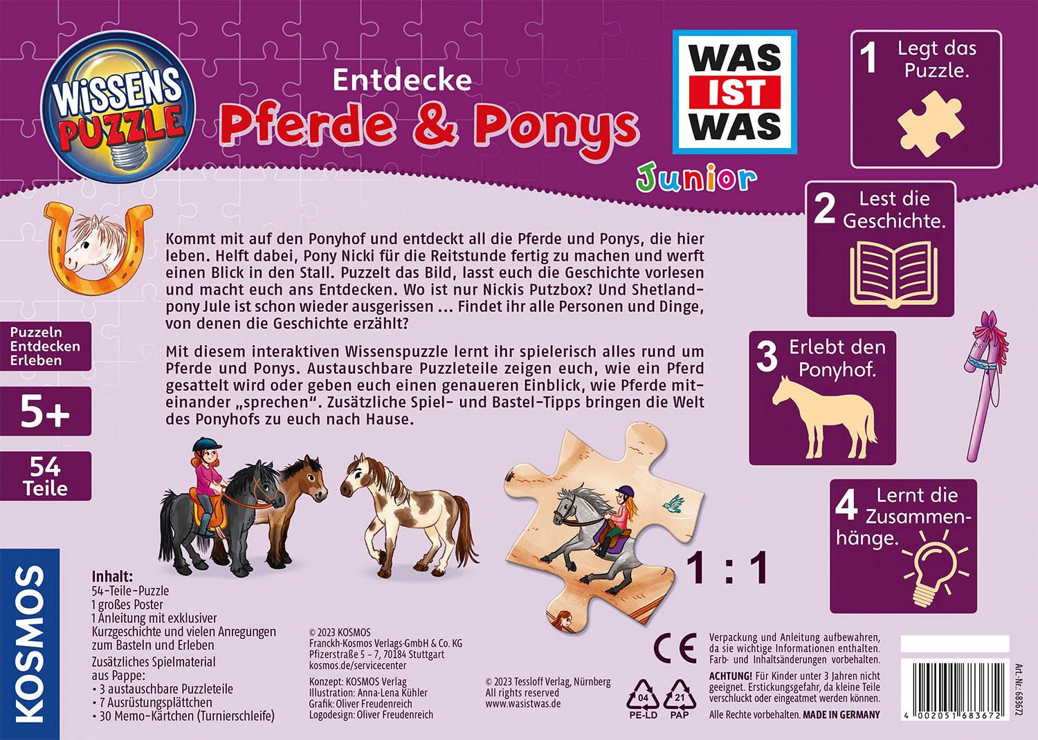 Kosmos Puzzle »WAS IST WAS Junior, Entdecke Pferde & Ponys«, Made in Germany