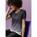 Aniston CASUAL T-Shirt, im Farbverlauf mit Schriftzügen und Glitzersteinchen im Vorderteil - NEUE KOLLEKTION