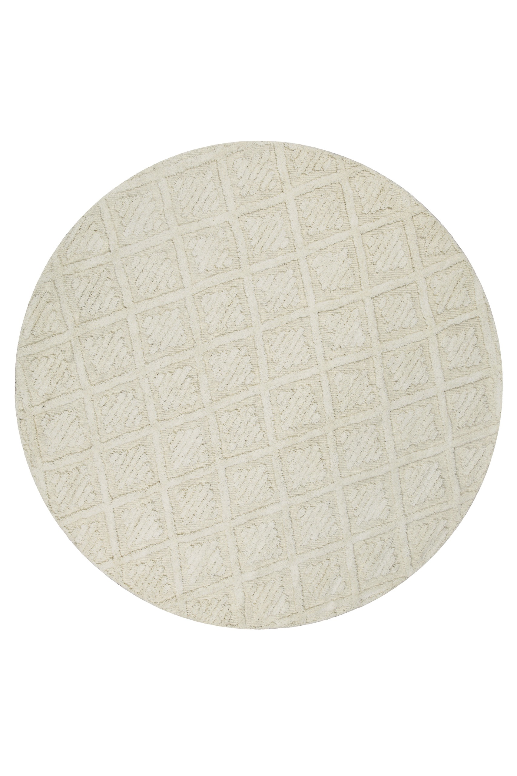 Wecon home Wollteppich »Hamptons SEVENTEEN«, rund, 10 mm Höhe, Schurwolle, Kurzflor, Wohnzimmer, Schlafzimmer, elegant, Rauten Design