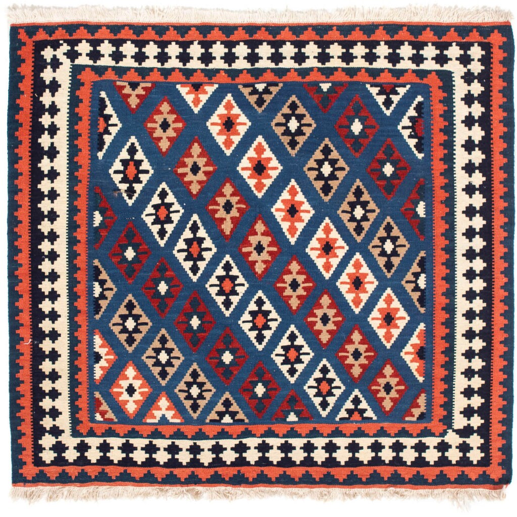 morgenland Wollteppich »Kelim - Oriental quadratisch - 110 x 100 cm - dunkelblau«, quadratisch