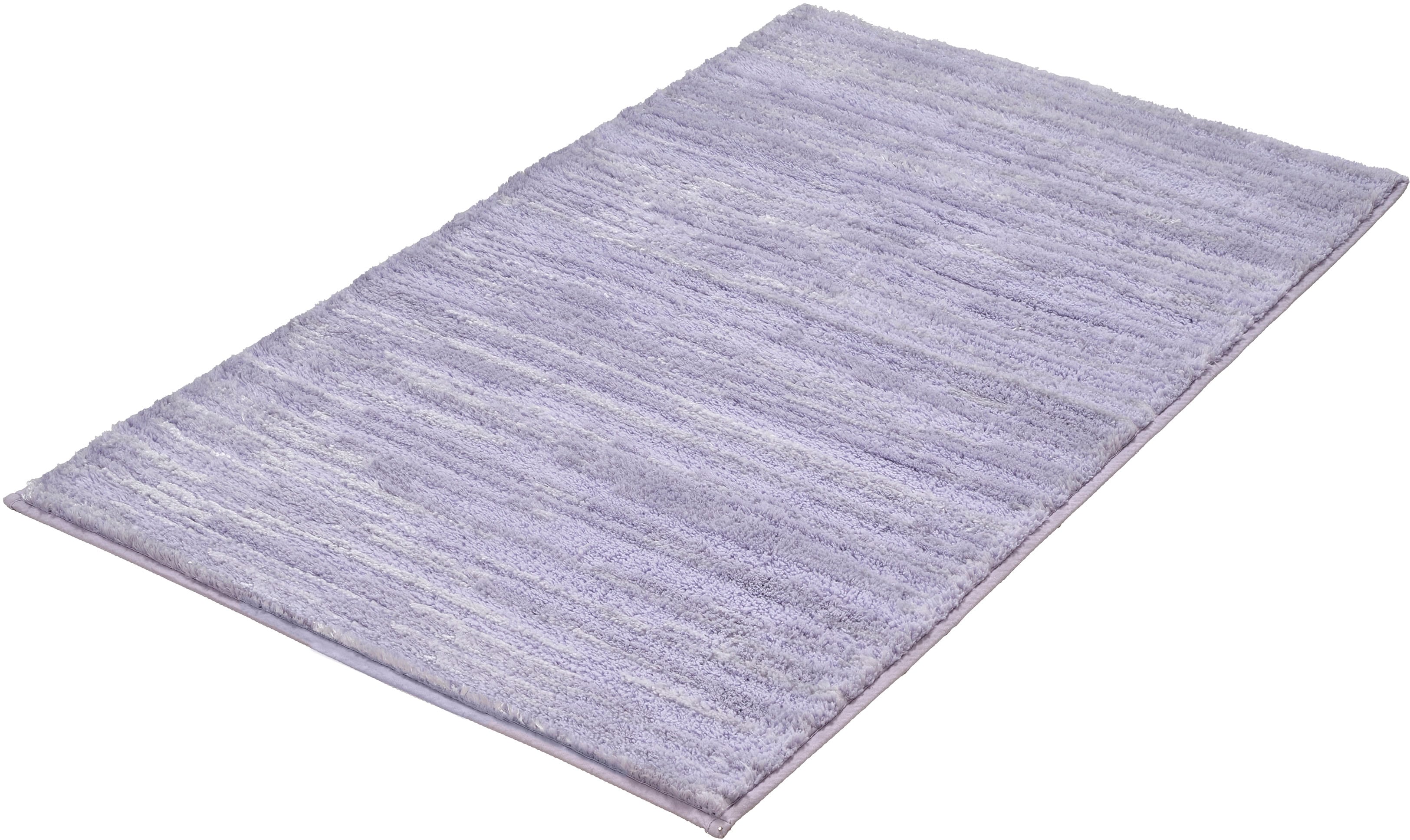 Kleine Wolke "Glow, Badvorleger, Badezimmer Teppich" Höhe 14 mm rutschhemmend beschichtet fußbodenheizungsgeeignet Badteppich, Uni Farben, Streifen Struktur, Hoch-Tief Effekt