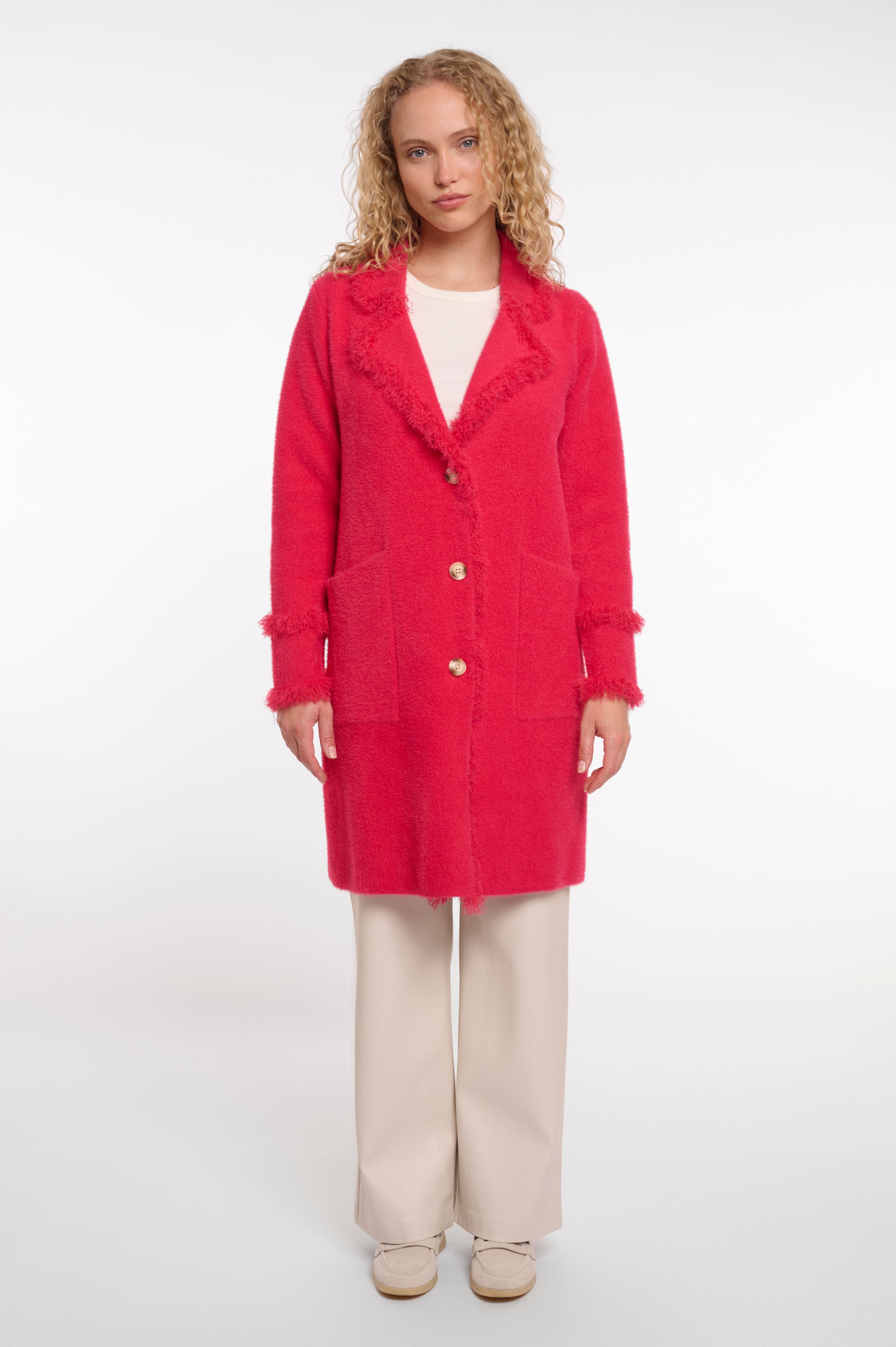 Rino & Pelle Longstrickjacke »CATENA« mit Fransendetails und Knöpfen