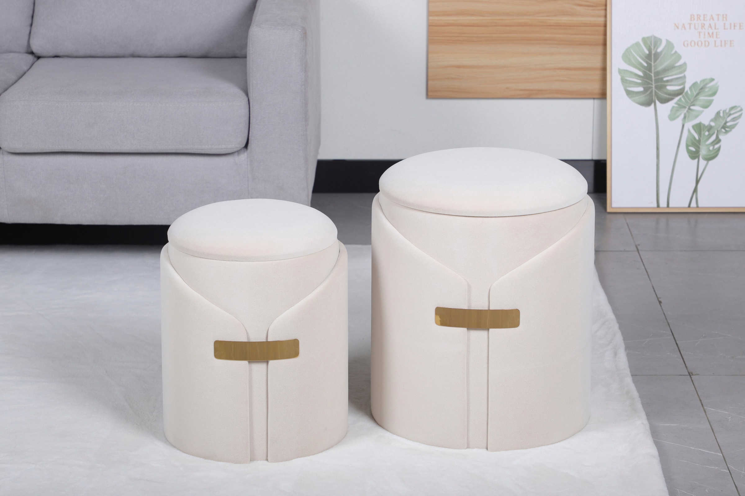 Kayoom Polstergarnitur "Hocker Forcet 125 2er-Set, Edler Kunstsamtbezug" Se günstig online kaufen