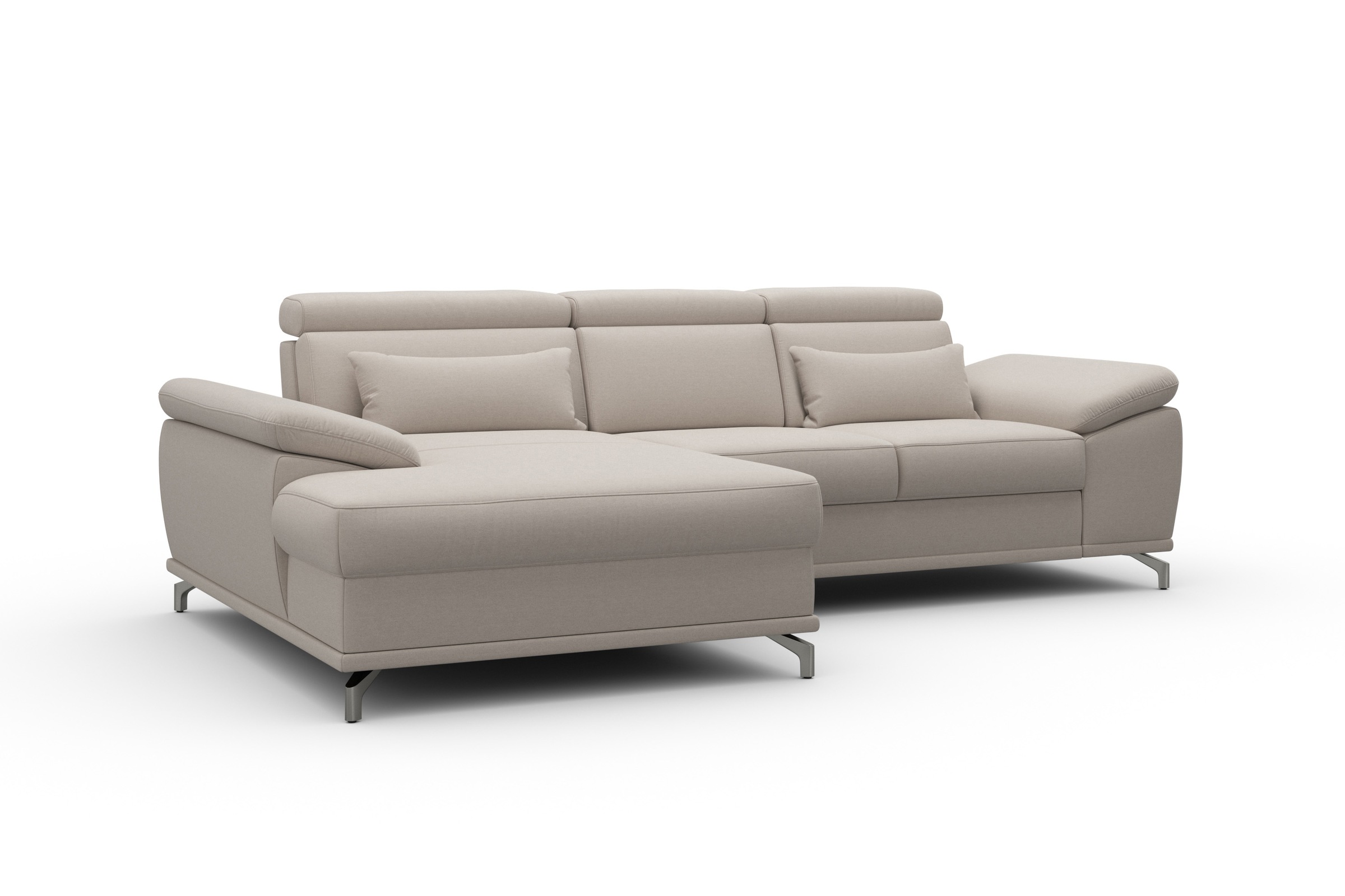 sit&more Ecksofa »Cabrio L-Form, mit Sitztiefenverstellung, Arm- und Kopfteilverstellung«, 2 Nierenkissen, Federkern, optional Bettfunktion und Stauraum