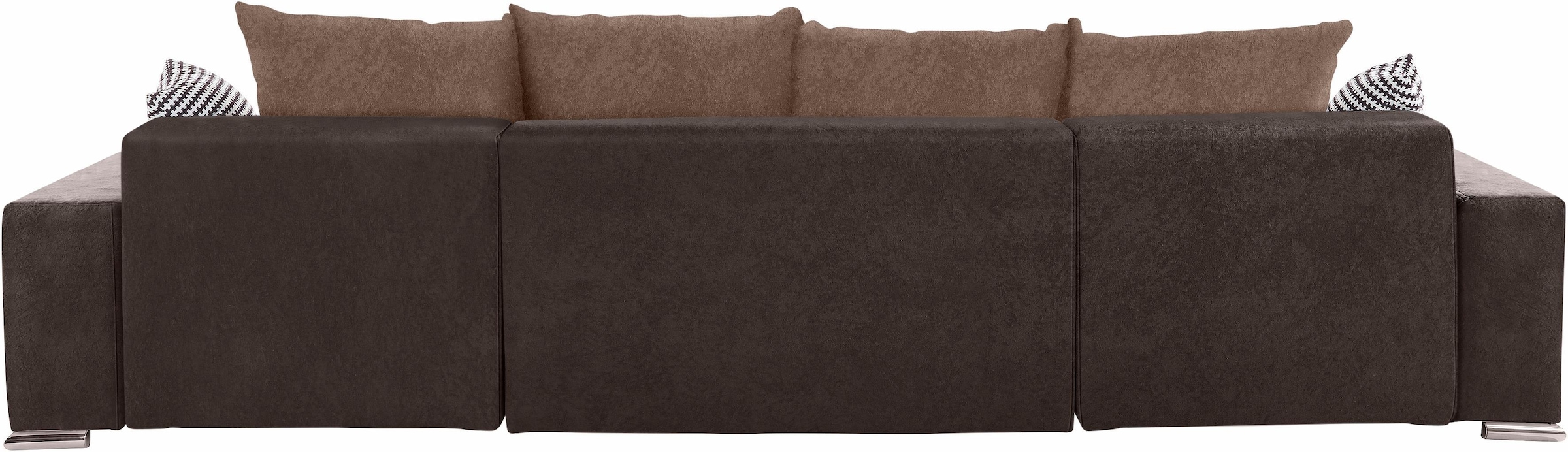 COLLECTION AB Wohnlandschaft »XL-Josy U-Form, Breite 313 cm, Kunstleder-Mix, Microfaser«, inkl. Bettfunktion, Bettkasten, mit 4 gleich großen Rückenkissen