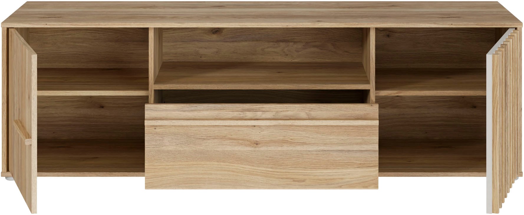 FORTE Lowboard »Forte Arank TV Board 160, Beleuchtung optional bestellbar« B/H/T 162,5/49,7/41,7 cm, Lamellenoptik, Stauraum