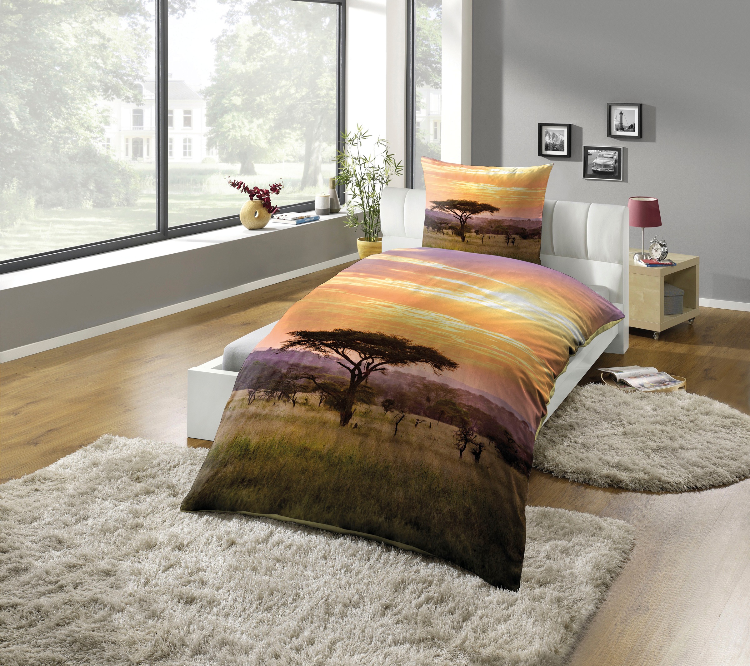 KiNZLER Bettwäsche "Fotodruck-Bettwäsche "Savanne"" 2 Stk. pflegeleicht günstig online kaufen