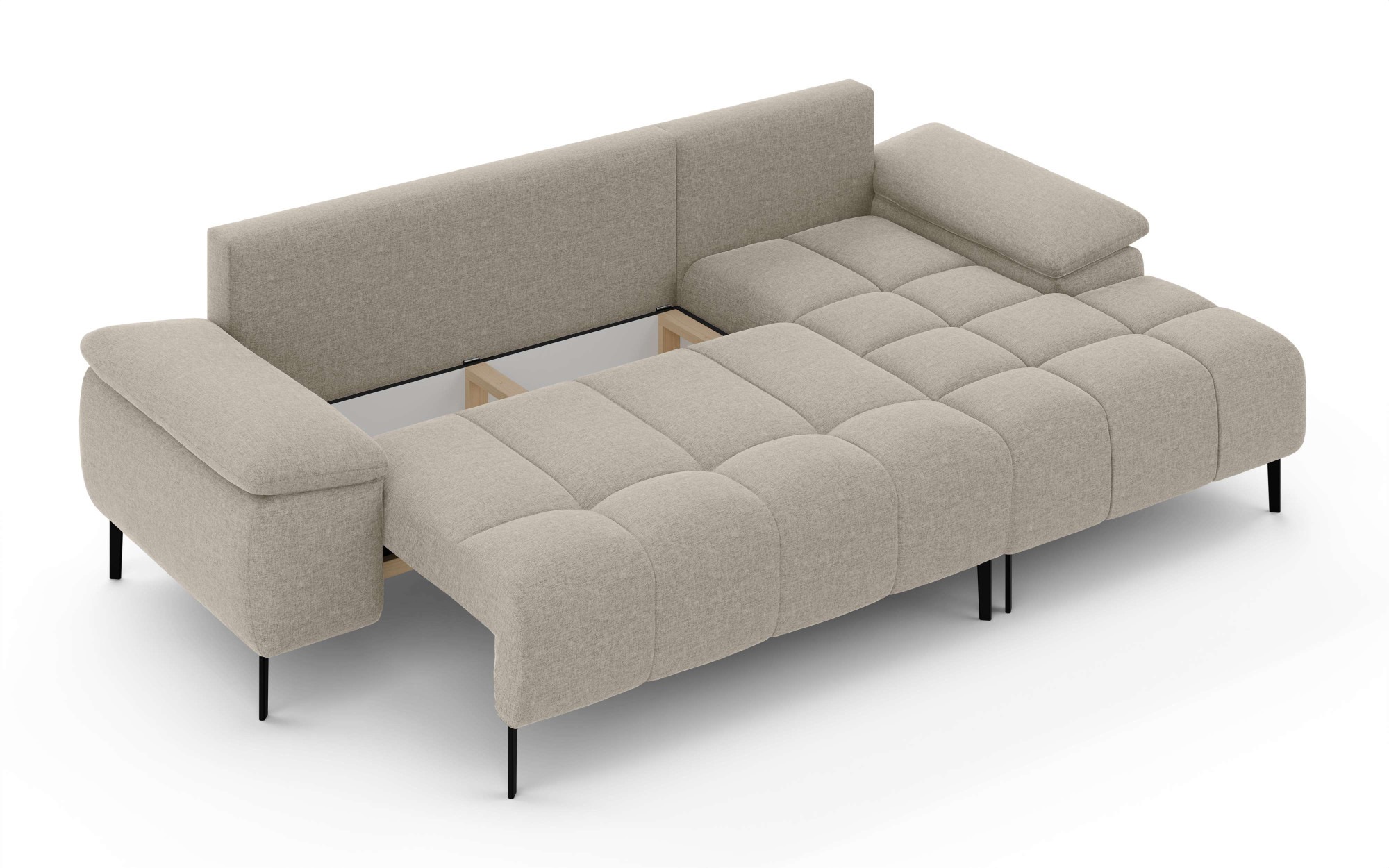 INOSIGN Ecksofa »DROMARA Schlafsofa mit Bettkasten, Maße: B/T/H 277/141/91 cm«, L-Form mit Recamiere rechts/links bestellbar, Wellenunterfederung