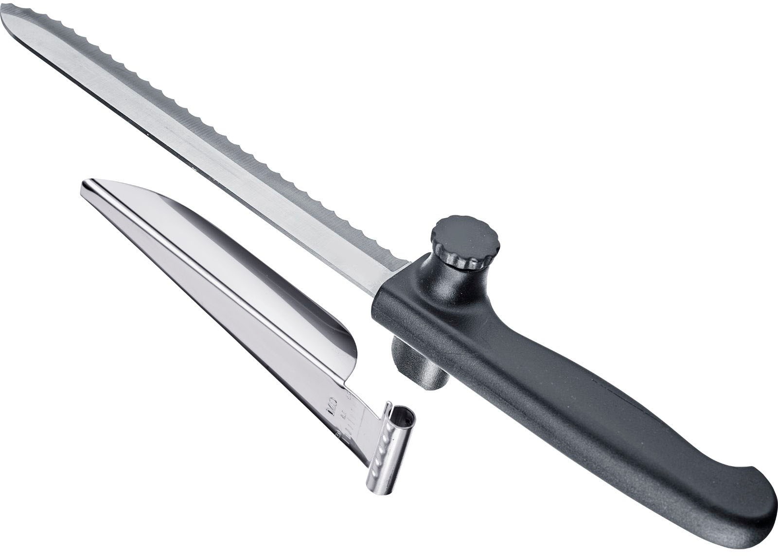 WESTMARK Allzweckmesser "So Clever", schwarz, Kochmesser, mit scharfer Wellenschliffklinge und Abstandhalter