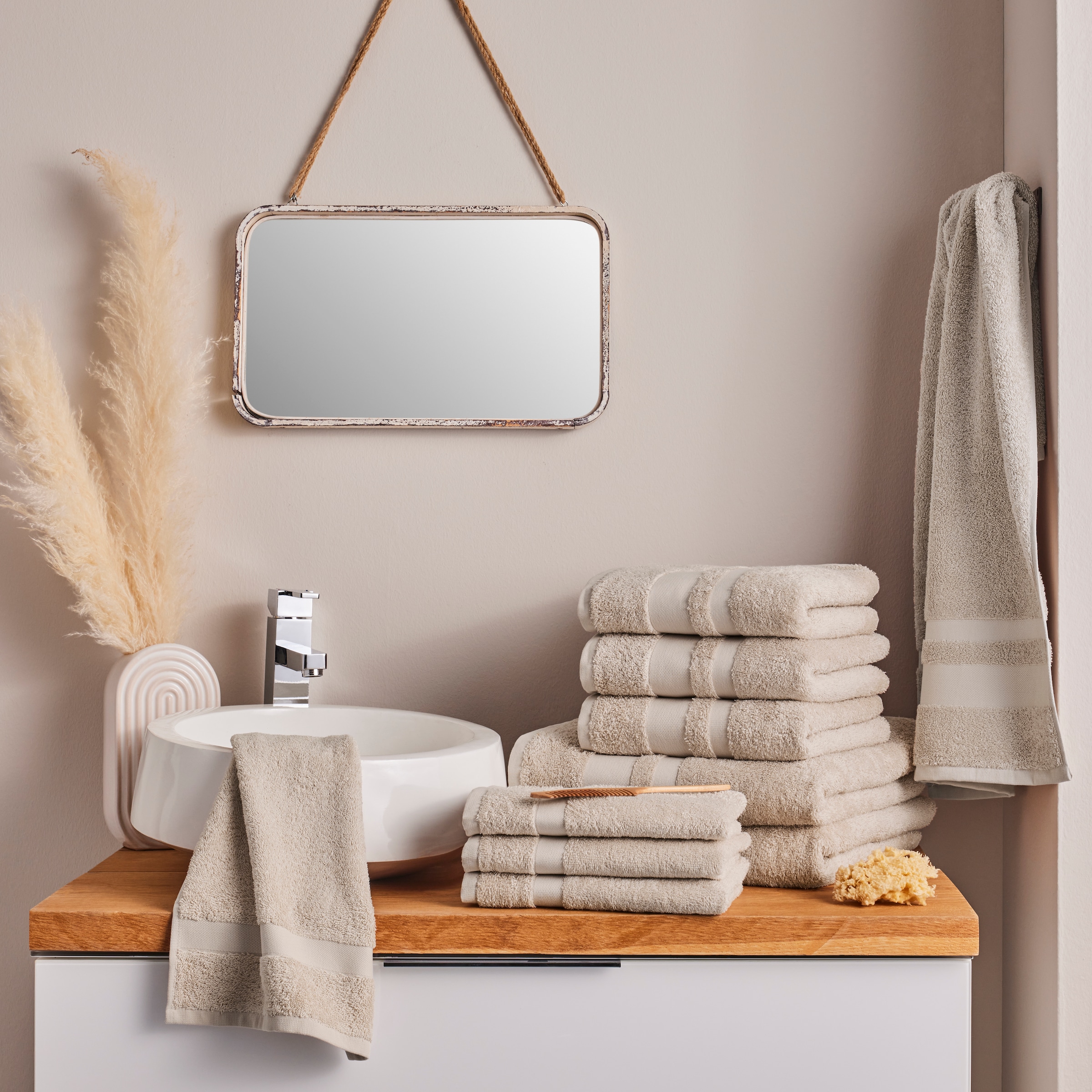 my home Handtuch Set »Vanessa, 10-tlg Handtuch-Set, in Standard- und Premium-Qualität, weich« Set 10 tlg. Walkfrottee 100% Baumwolle, Duschtücher, Handtücher, Gästetücher, mit Bordüre