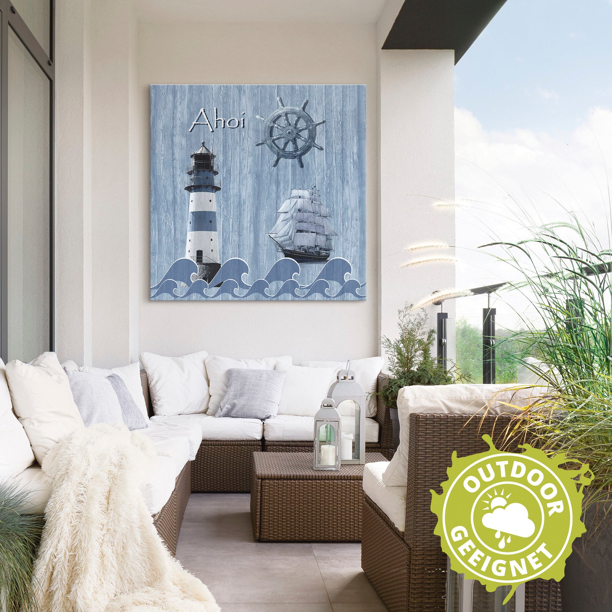 Artland Wandbild »Ahoi im maritimen Blau«, Küste, (1 St.), als Alubild, Outdoorbild, Leinwandbild, Poster, Wandaufkleber