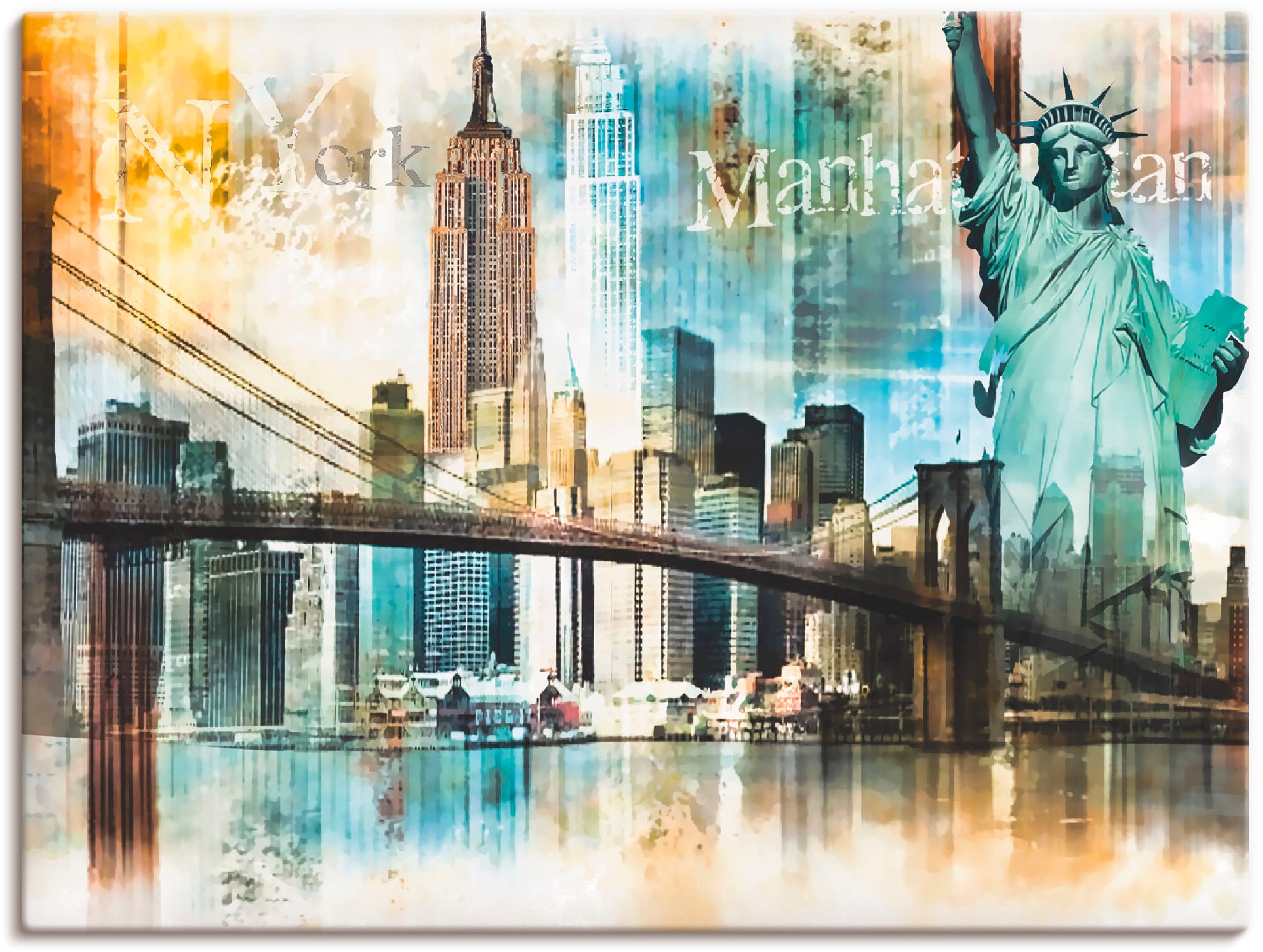 Artland Wandbild "New York Skyline Collage IV" Amerika 1 Stk. tlg. als Lein günstig online kaufen