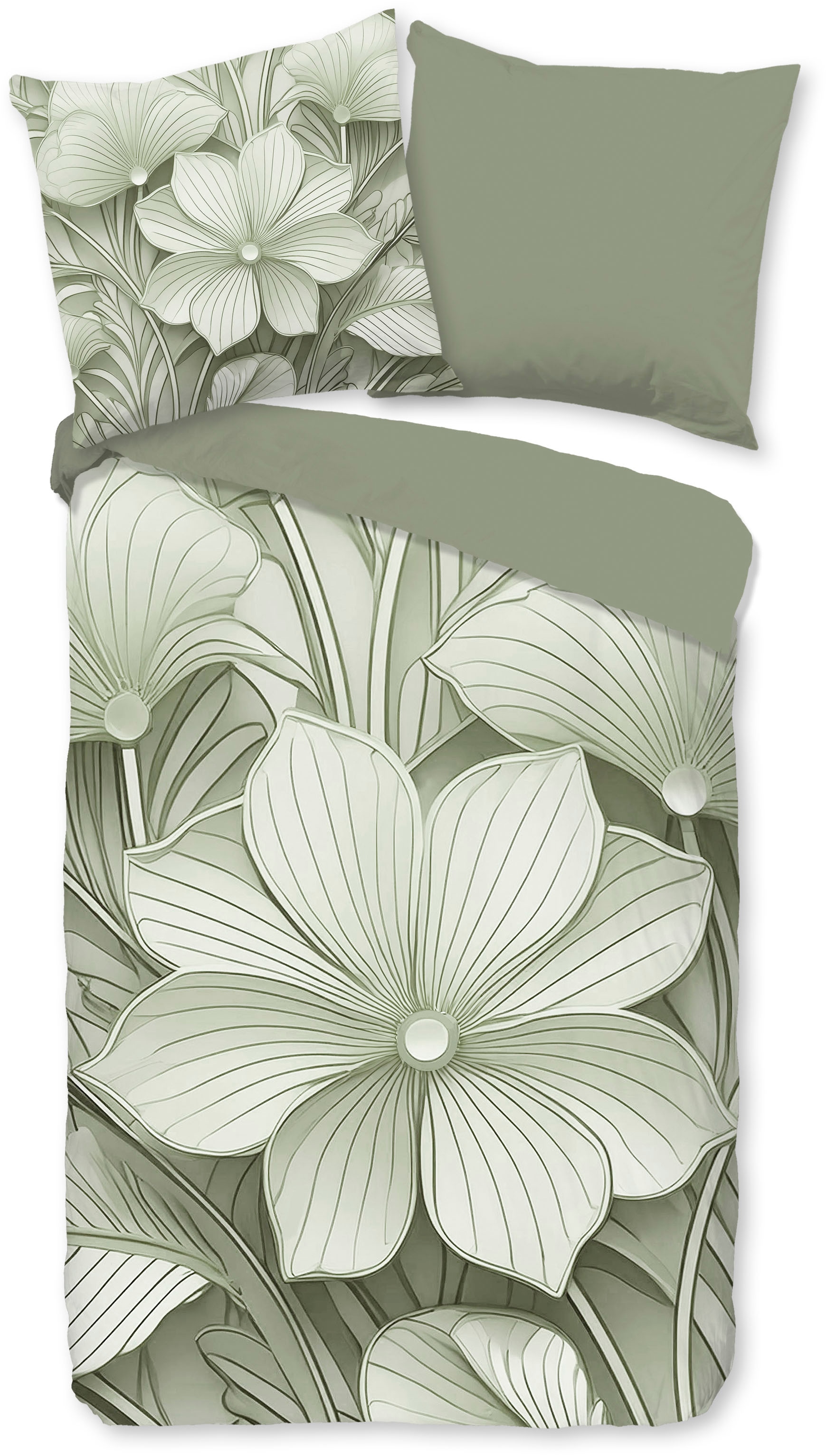 good morning Wendebettwäsche "Artdeco" 2 Stk. 100% Baumwolle, Renforcé, Reißverschluss, Wendeoptik, Blumen
