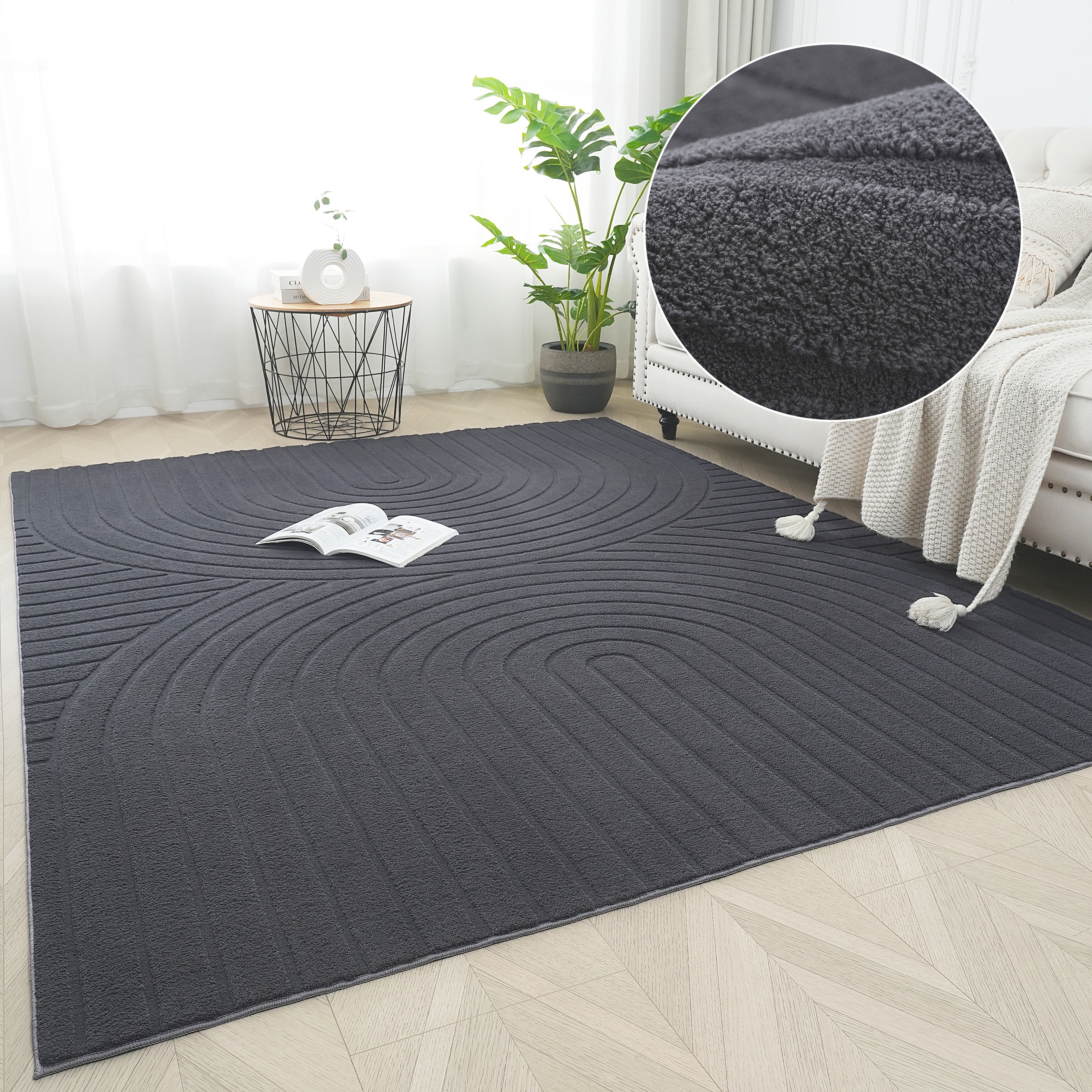 OTTO home Teppich "Cali Regenbogen, Hoch-Tief-Effekt" rechteckig 15 mm Höhe Uni-Farben, flauschig, waschbar, weich, Wohnzimmer, Schlafzimmer