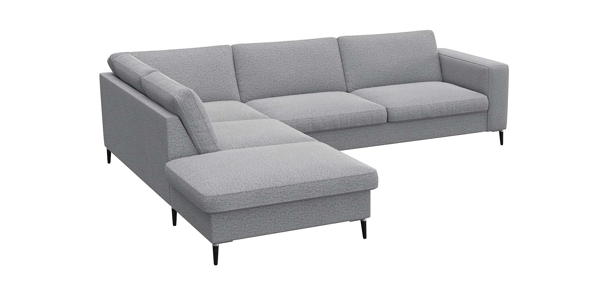 FLEXLUX Ecksofa »Fiore, L-Form, bequem und komfortabel durch hochwertigem Sitzaufbau«, breite Armlehnen, Kaltschaum, Füße Alu+schwarz