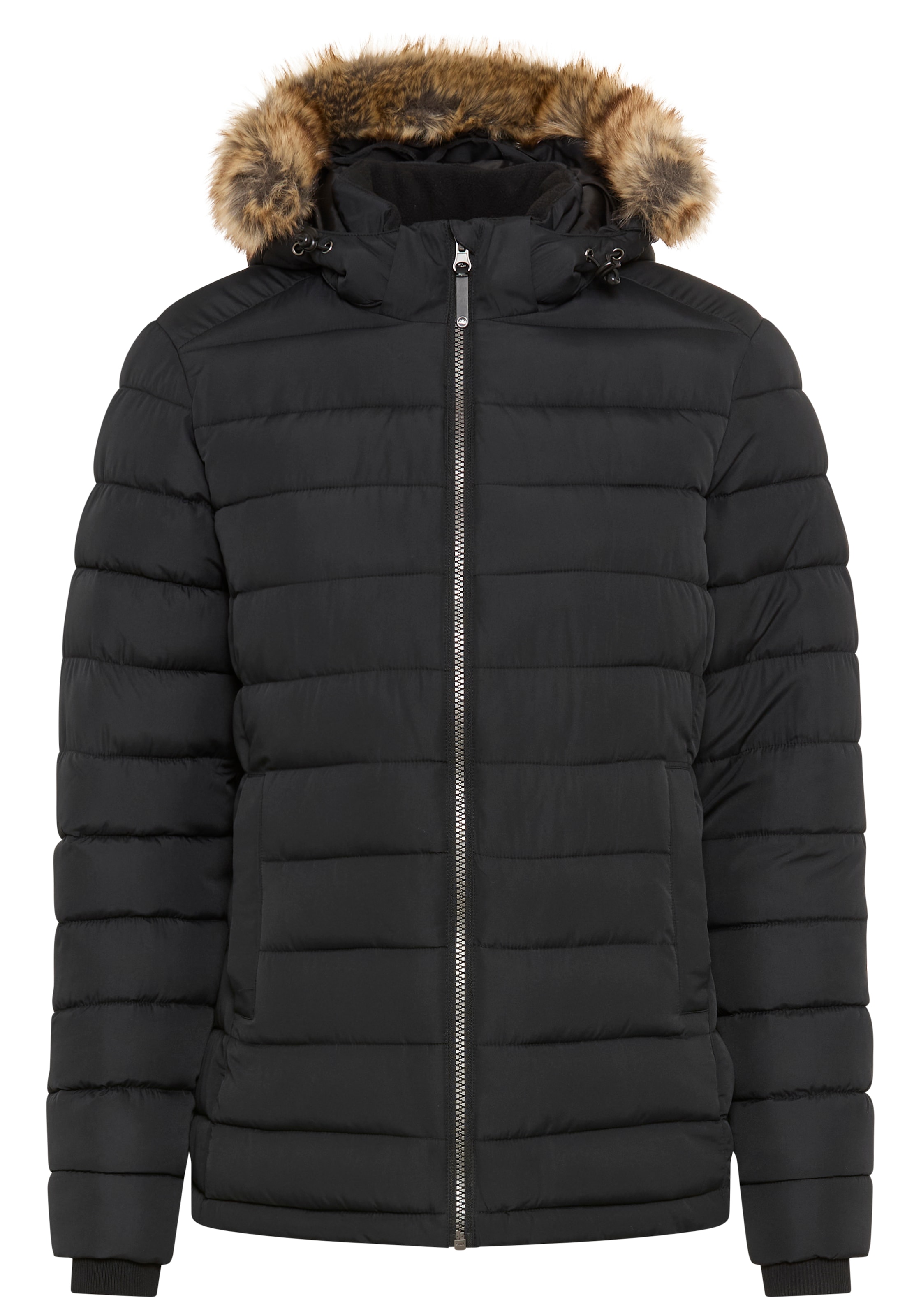 Polarino Steppjacke, mit Kapuze, Kapuze mit Fellimitat zum Abnehmen