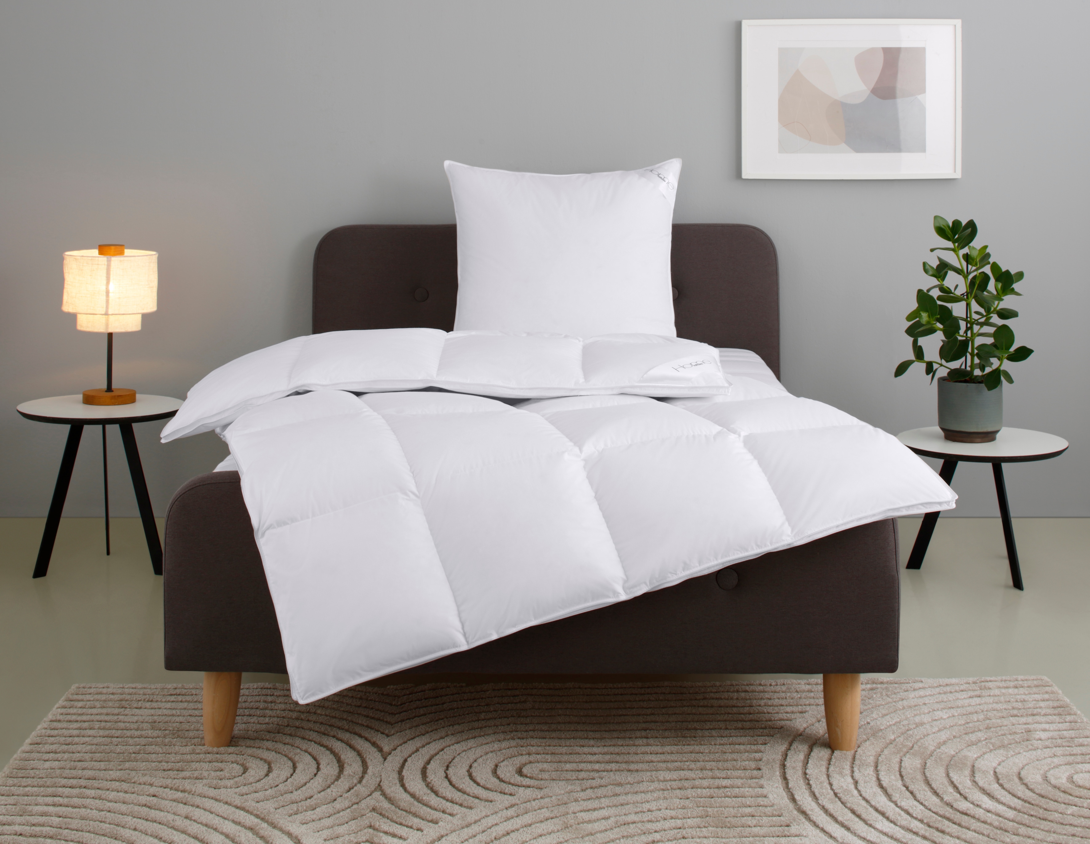 OTTO home Gänsedaunenbettdecke + Kopfkissen "Litrone Bettdecke 135x200 cm, 155 x220 cm" Set mit Kissen 40x80 cm, 80x80 cm, Frühling, Sommer, Herbst, Winter