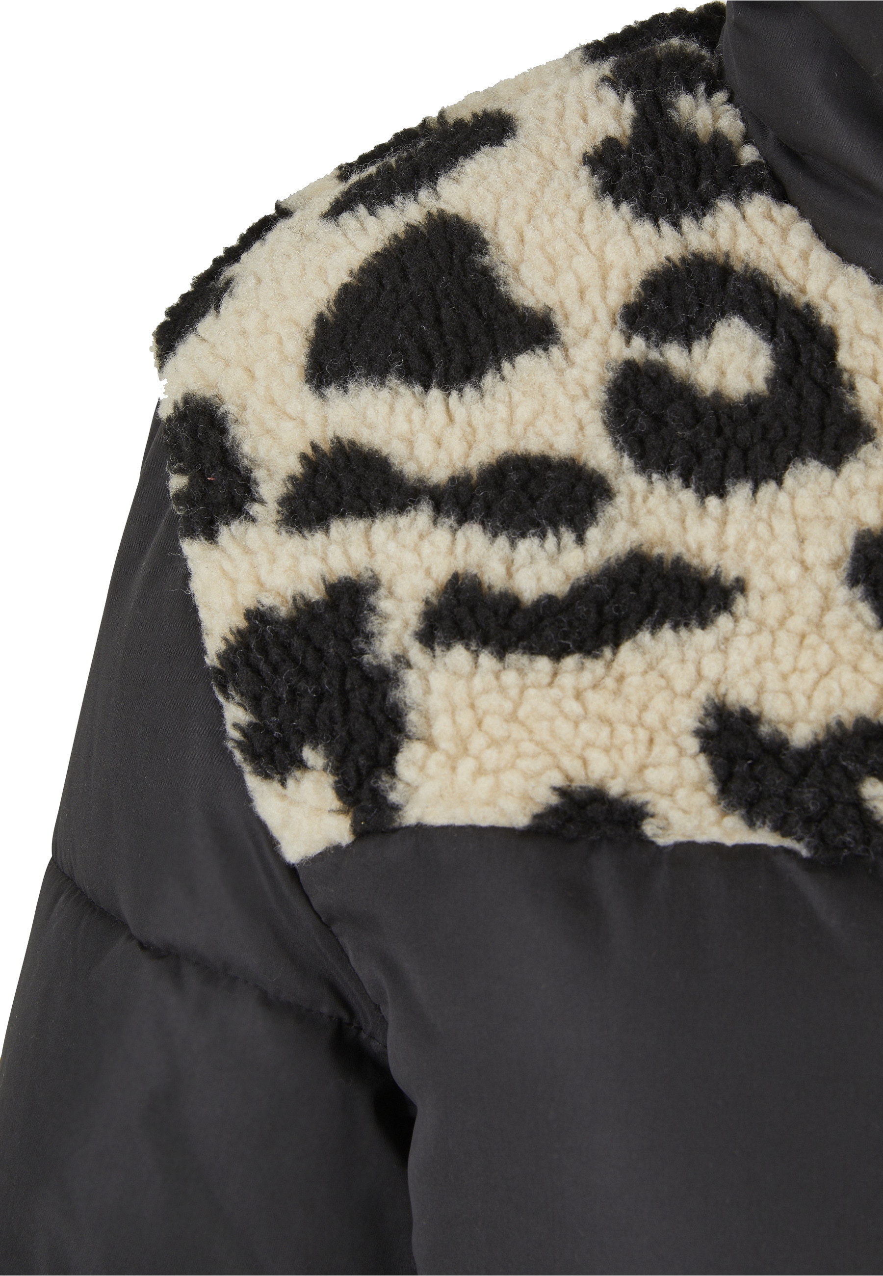 URBAN CLASSICS Winterjacke »Urban Classics Damen Ladies AOP Sherpa Mixed Puffer Jacket« 1 Stk. tlg. ohne Kapuze