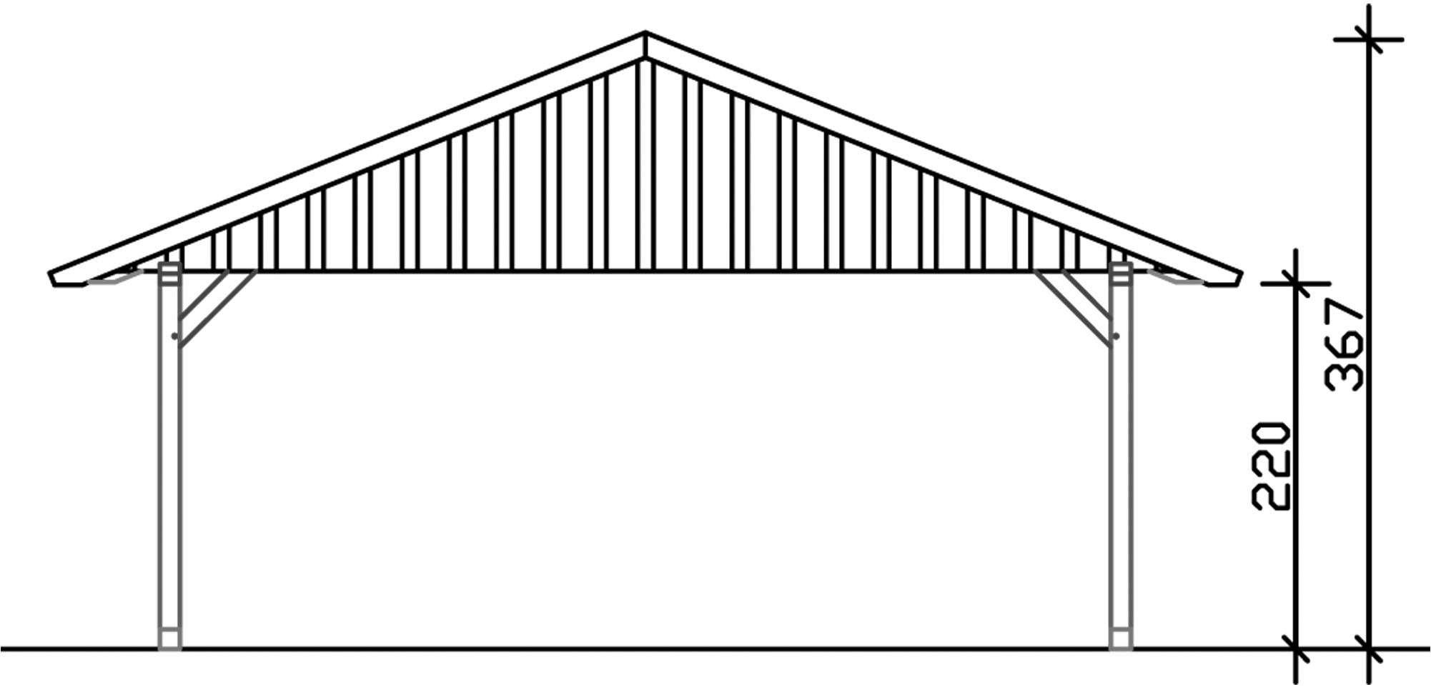 Skanholz Doppelcarport »Schwarzwald«, KVH-Fichte, 560 cm, Natur, mit Dachschalung