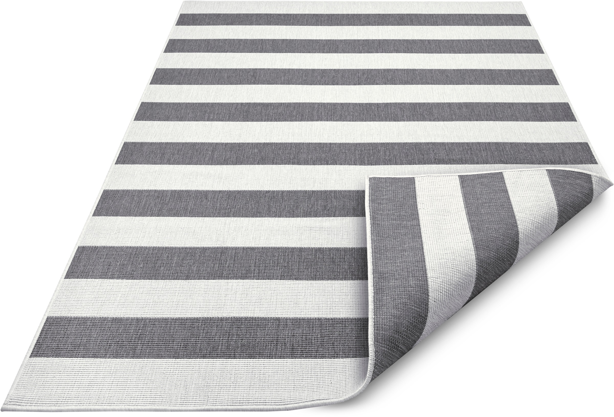 Teppich OTTO HOME "Alan Wendeteppich" Gr. 4, grau (grau, weiß), B:160cm H:5mm L:230cm, Kunstfaser, Teppiche, Teppich, beidseitig nutzbar, Streifen, Scandi, wetterfest, für In- und Outdoor 3