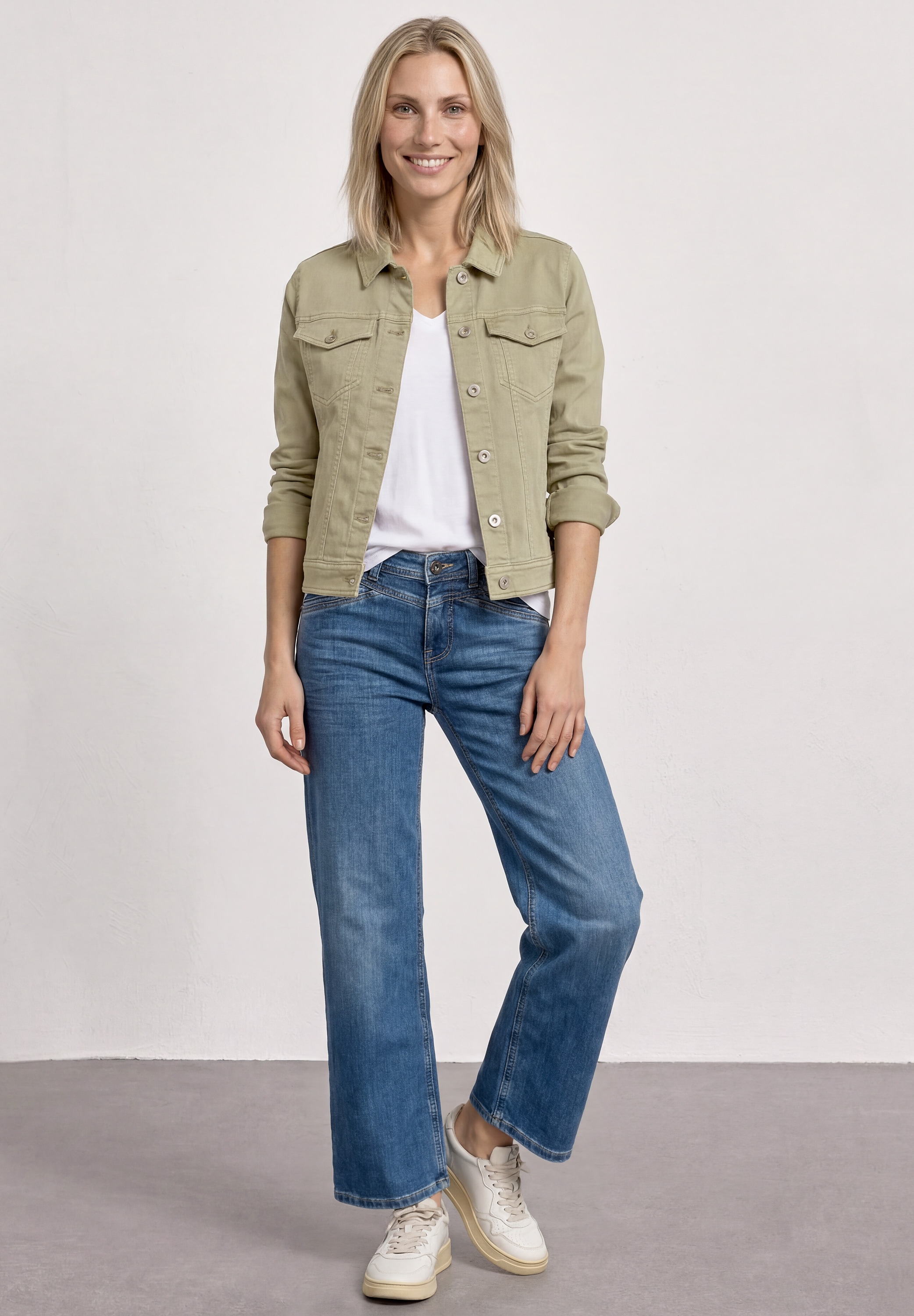 STREET ONE Jeansjacke ohne Kapuze aus Baumwolle mit Stretchanteil